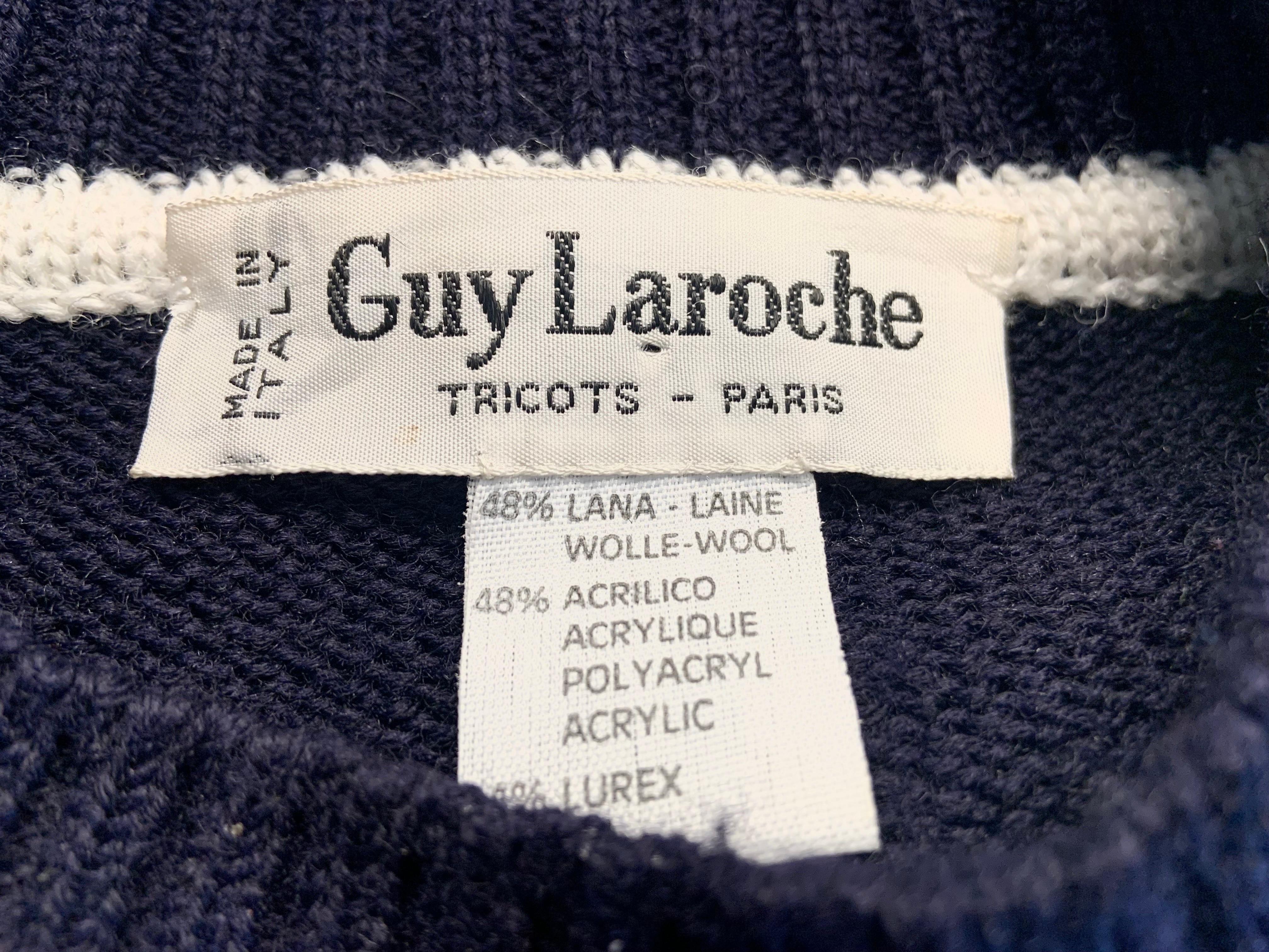 Nautischer marineblauer Pullover von Guy Laroche mit weißen und Metallic-Gold-Akzenten im Angebot 5