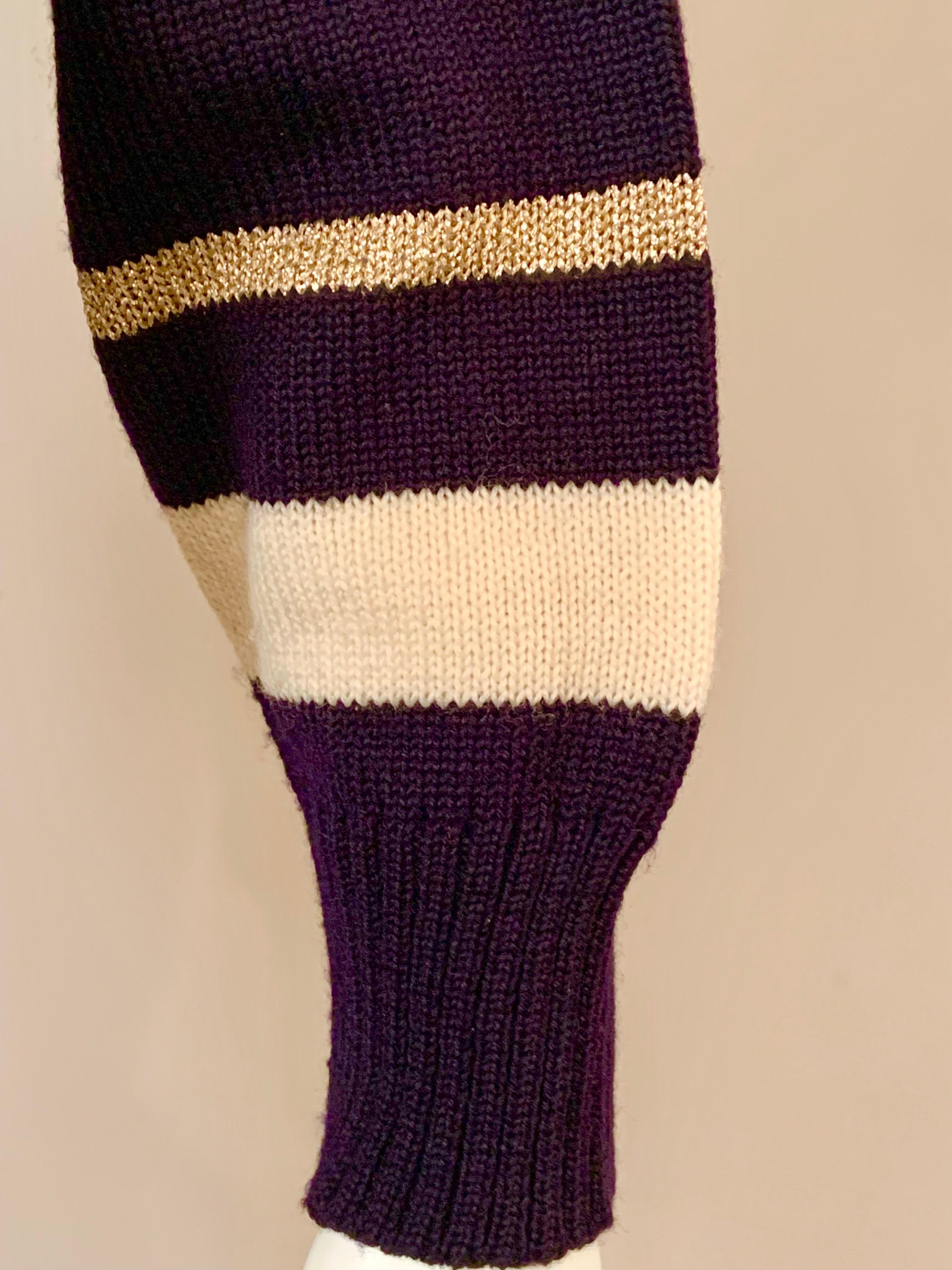 Nautischer marineblauer Pullover von Guy Laroche mit weißen und Metallic-Gold-Akzenten im Angebot 2
