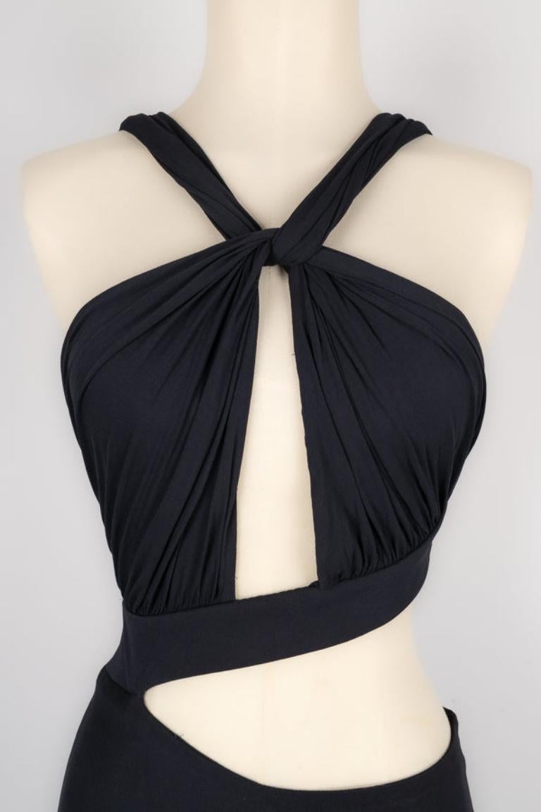 De las mujeres Guy Laroche Vestido asimétrico de punto azul marino, 2007 en venta