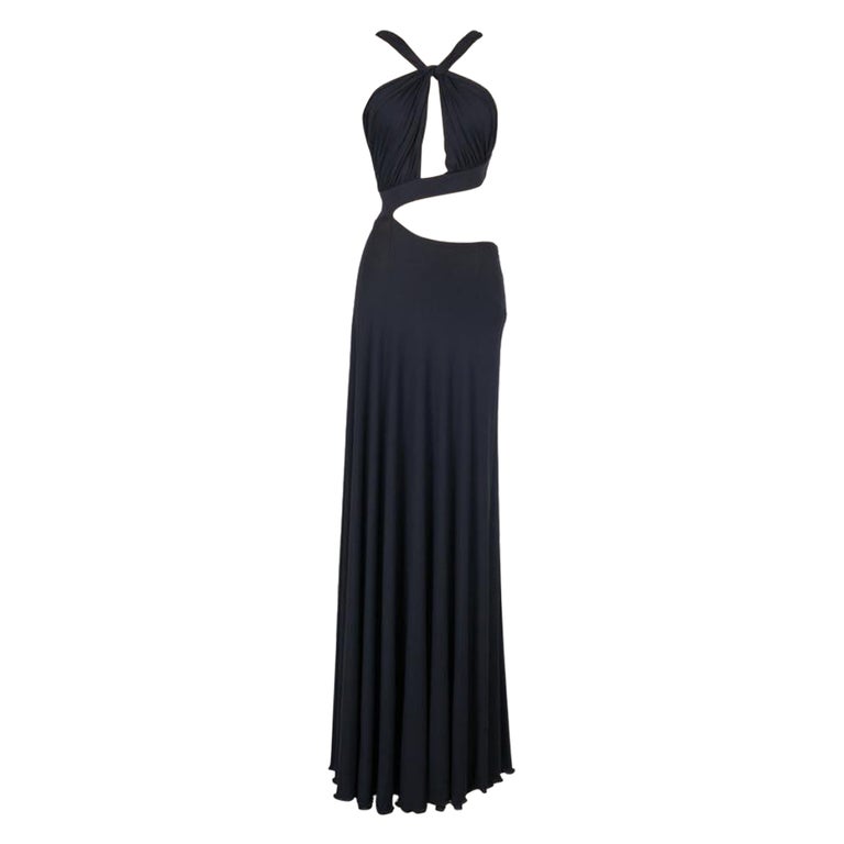 navy blue dress for baby girl Guy Laroche by Herve L. Leroux Long-Sleeve Backless Gown at 1stDibs main image 1