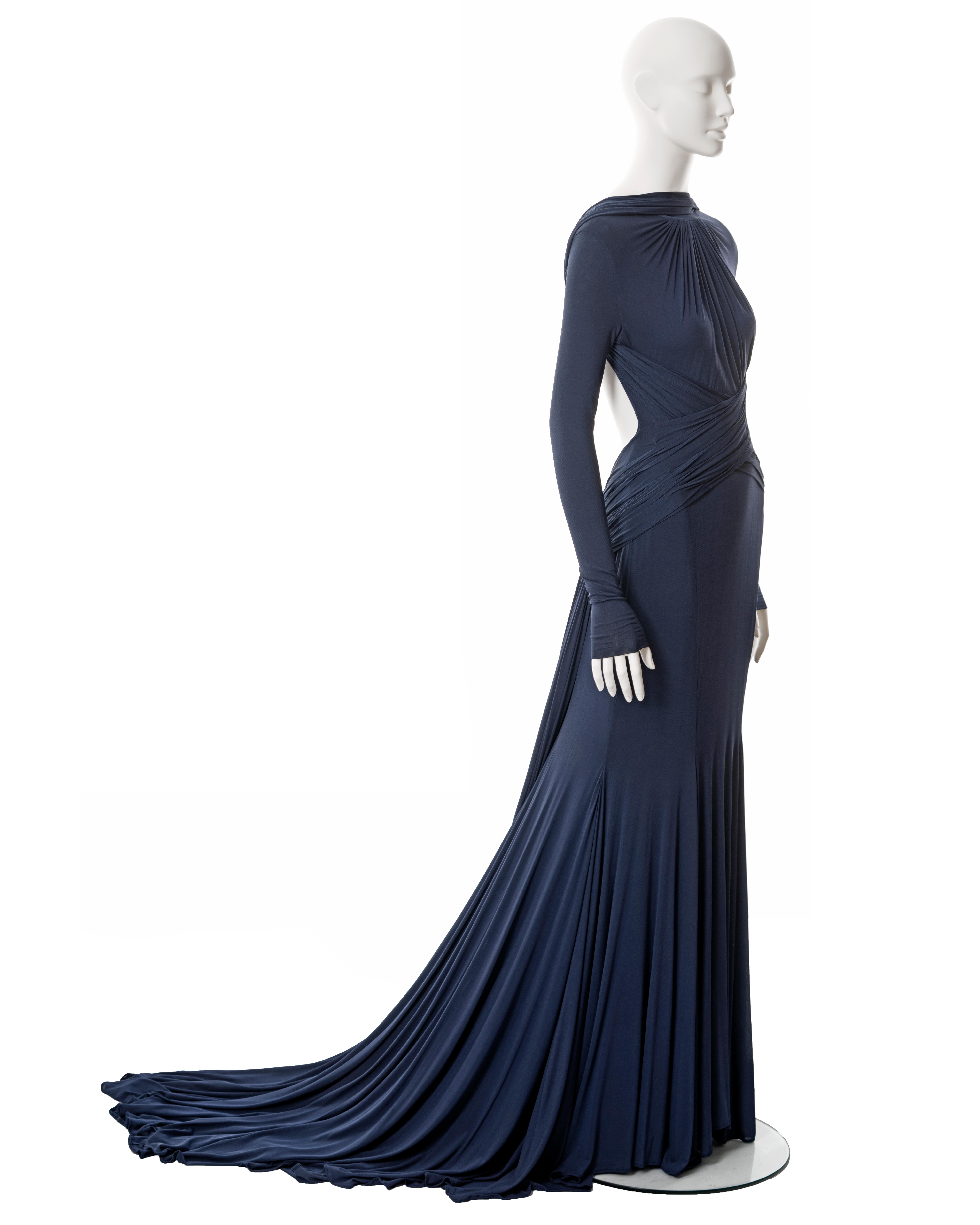 Vestido azul marino Oscar de Guy Laroche, ss 2005 en Excelente estado para la venta en London, GB