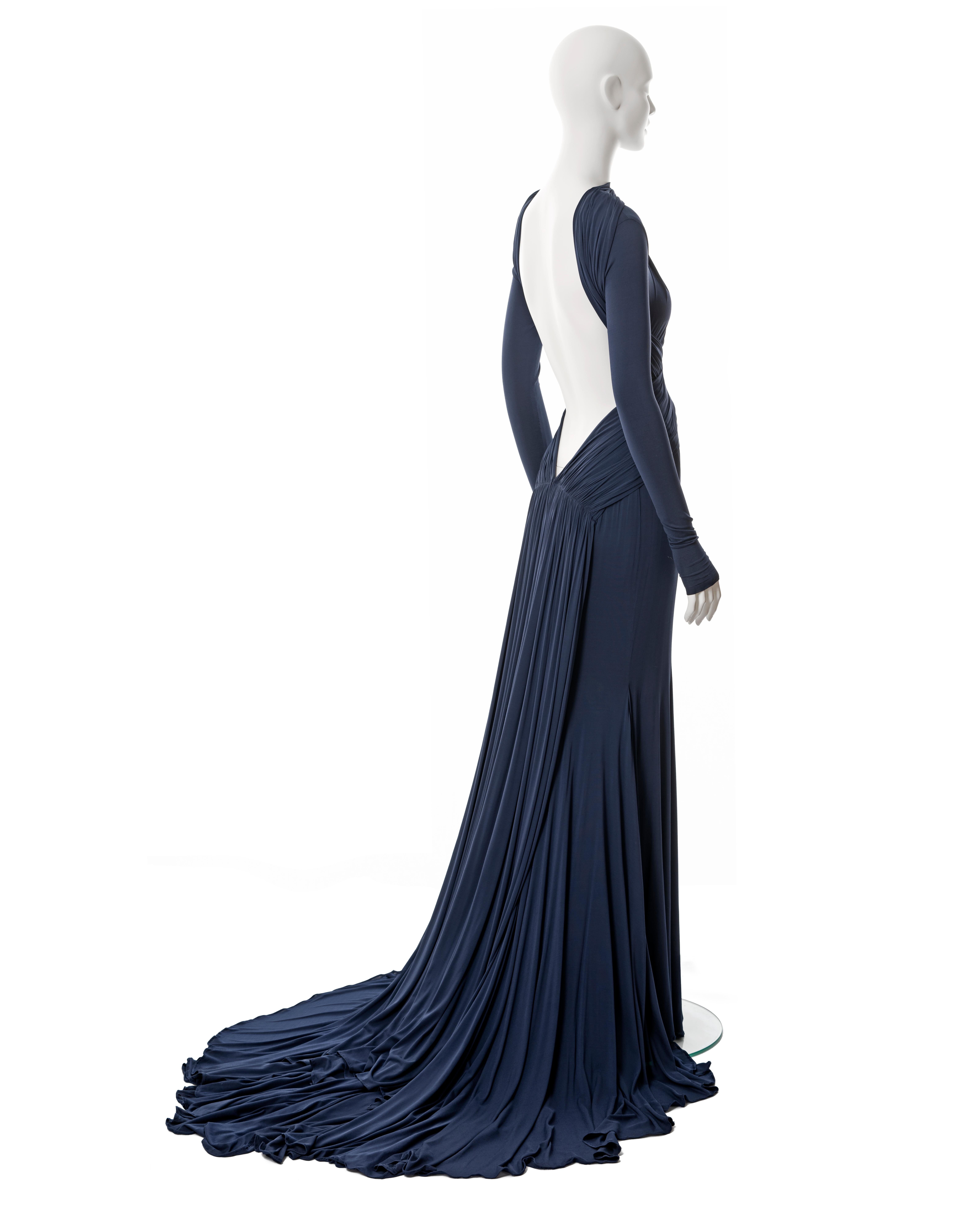 Guy Laroche navy blue Oscar dress, ss 2005 In Excellent Condition For Sale In London, GB