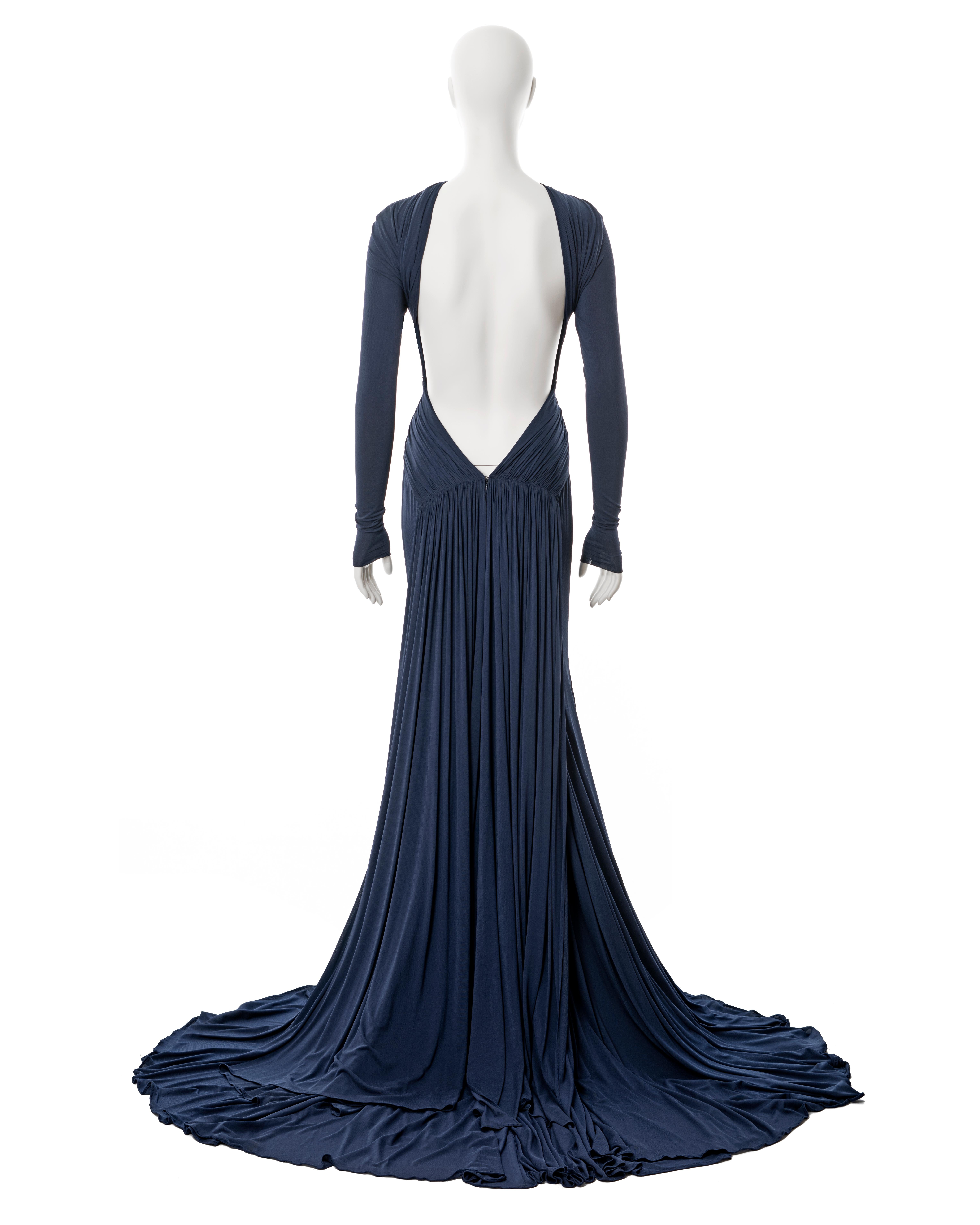 Women's Guy Laroche navy blue Oscar dress, ss 2005 For Sale