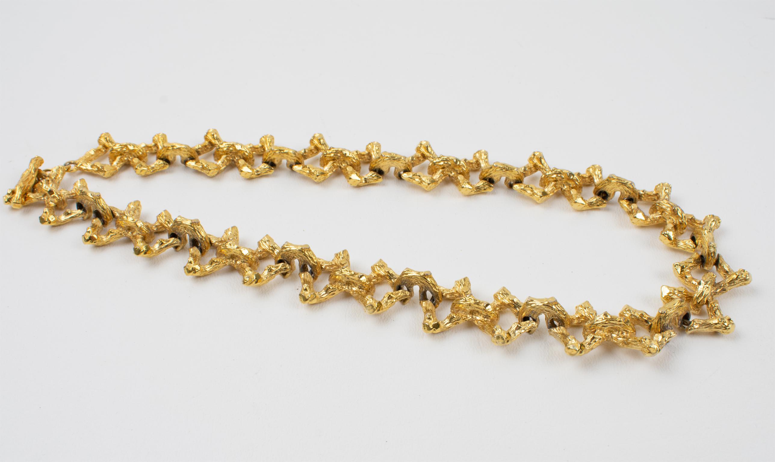 Women's or Men's Guy Laroche Paris Brutalist Gilt Metal Choker Necklace