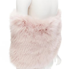 GUY LAROCHE Paris pink fur silk ribbon tie shawl scarf