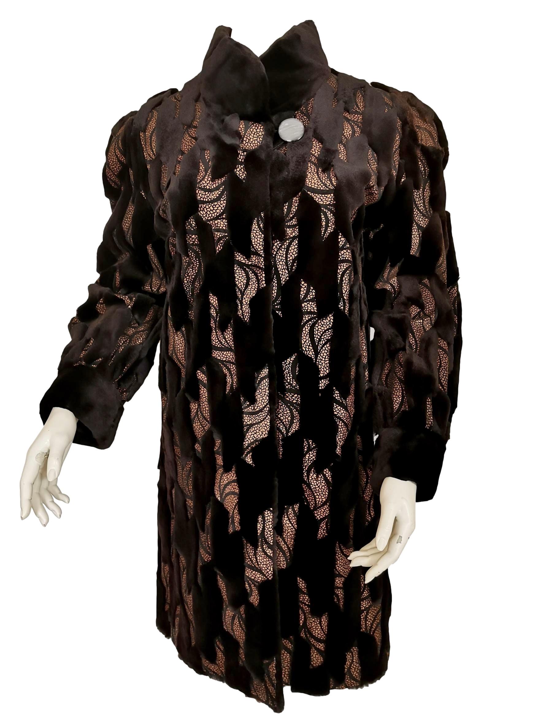 Black Guy Laroche Patterned Mink Jacket For Sale