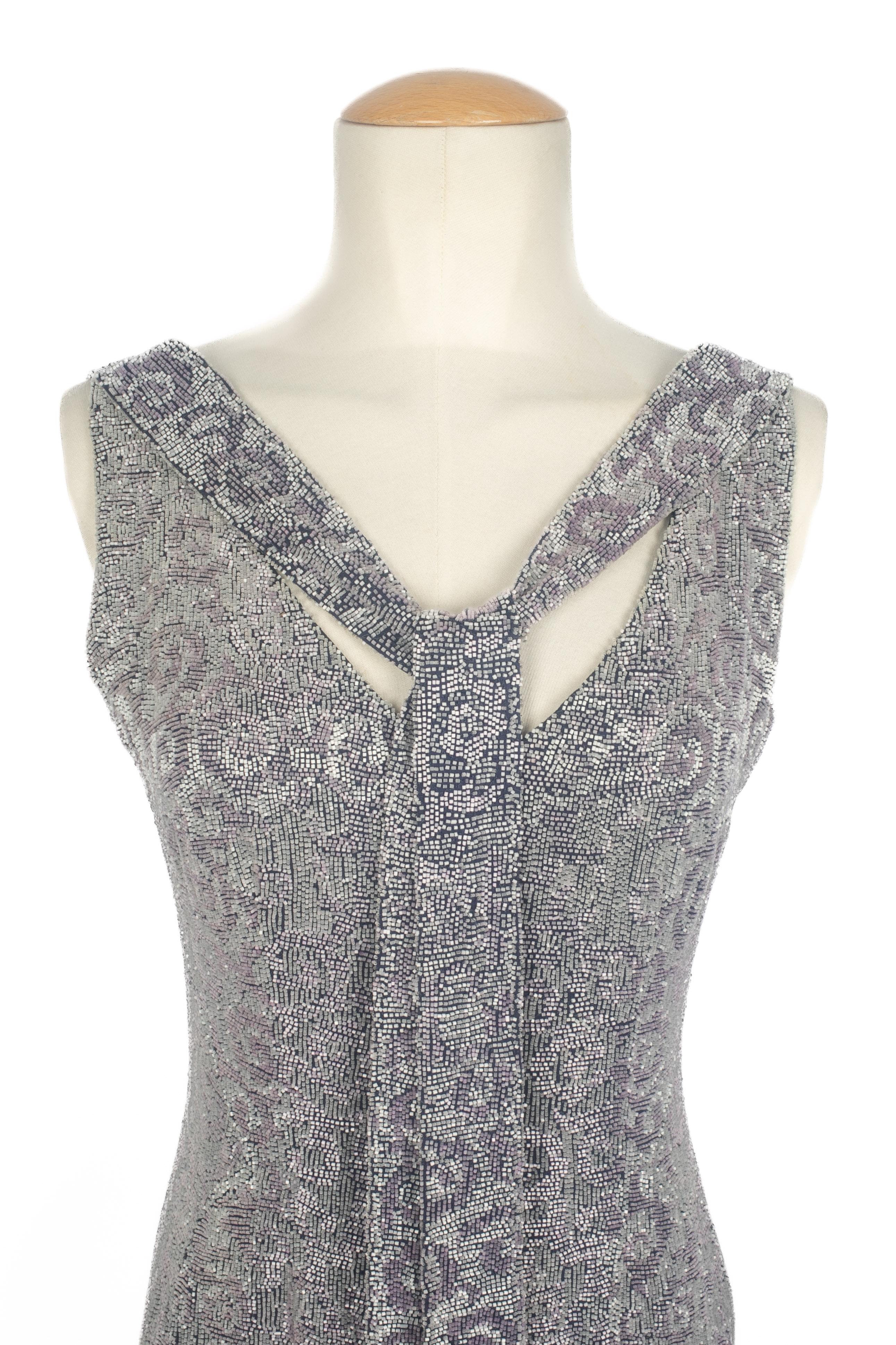 Guy Laroche Perlenkleid Haute Couture (Grau) im Angebot