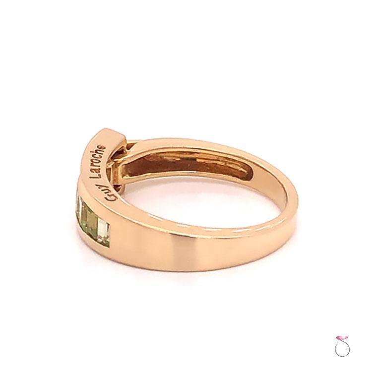 Modern Guy Laroche Peridot Band Ring, 18 Karat Yellow Gold