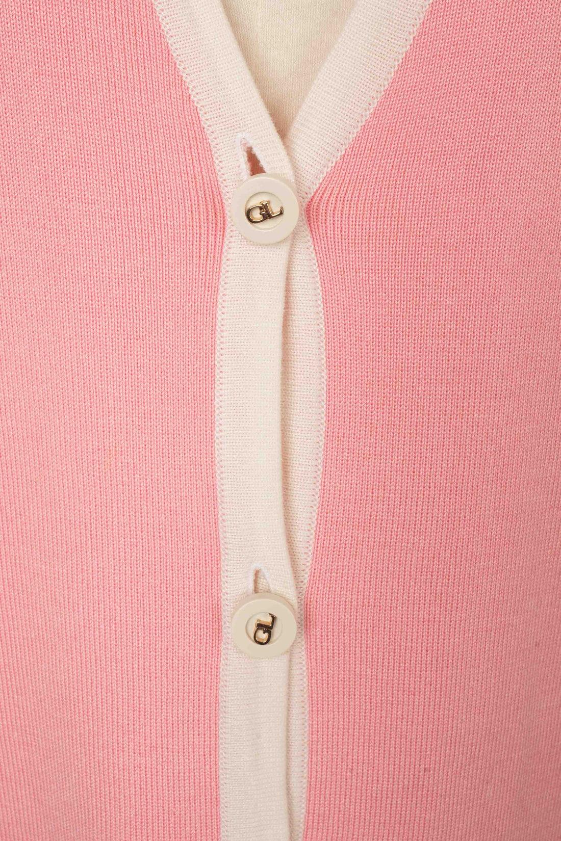 Donna Cardigan in cotone rosa e bianco di Guy Laroche in vendita