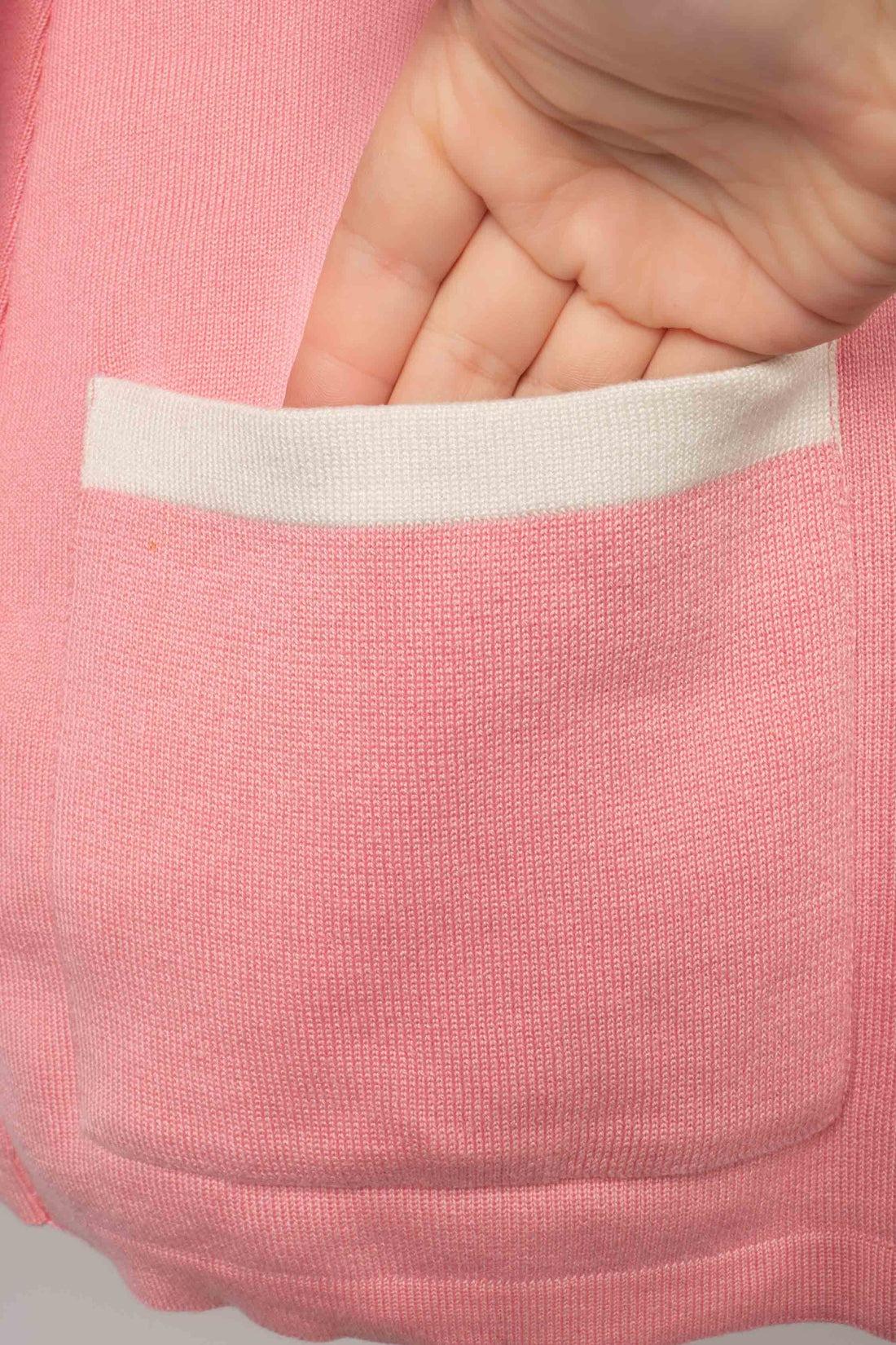 Cardigan in cotone rosa e bianco di Guy Laroche in vendita 1