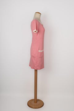 Guy Laroche Pink and White Cotton Dress