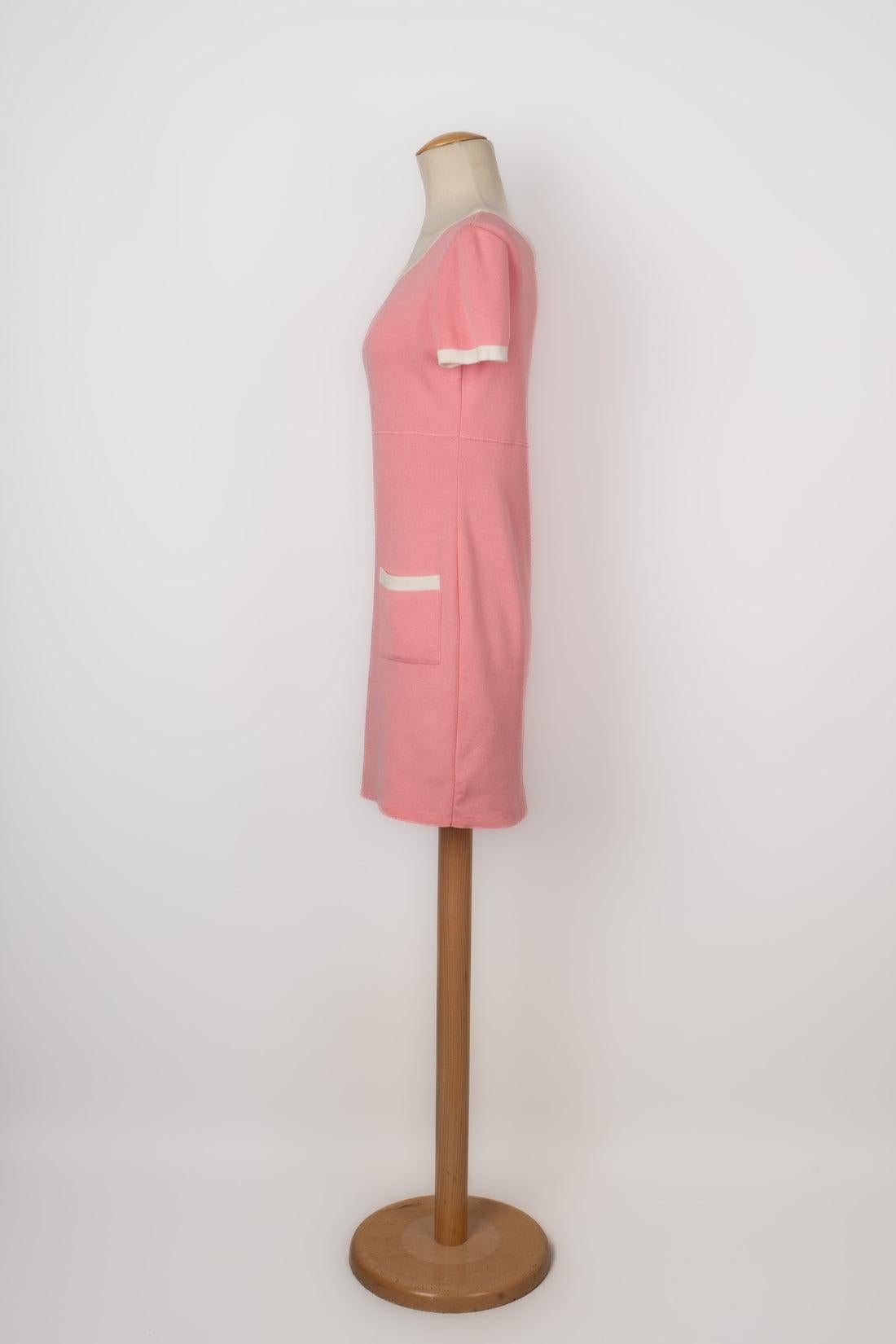 Women's Guy Laroche Pink and White Cotton Dress For Sale