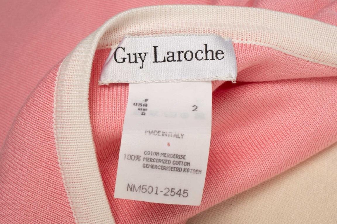 Guy Laroche Pink and White Cotton Dress For Sale 4