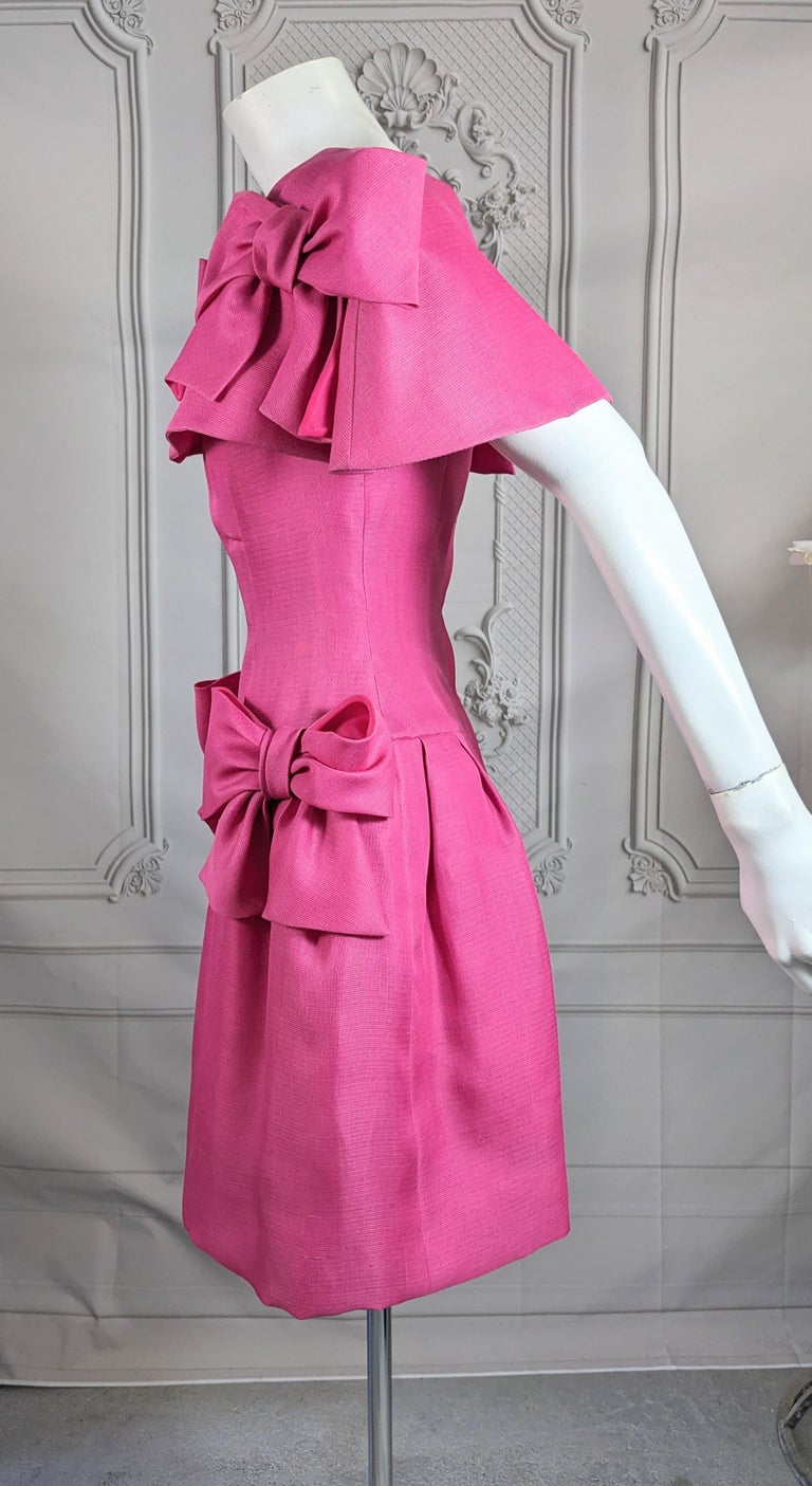 Guy Laroche Pink Silk Gazar Pouf Dress at 1stDibs