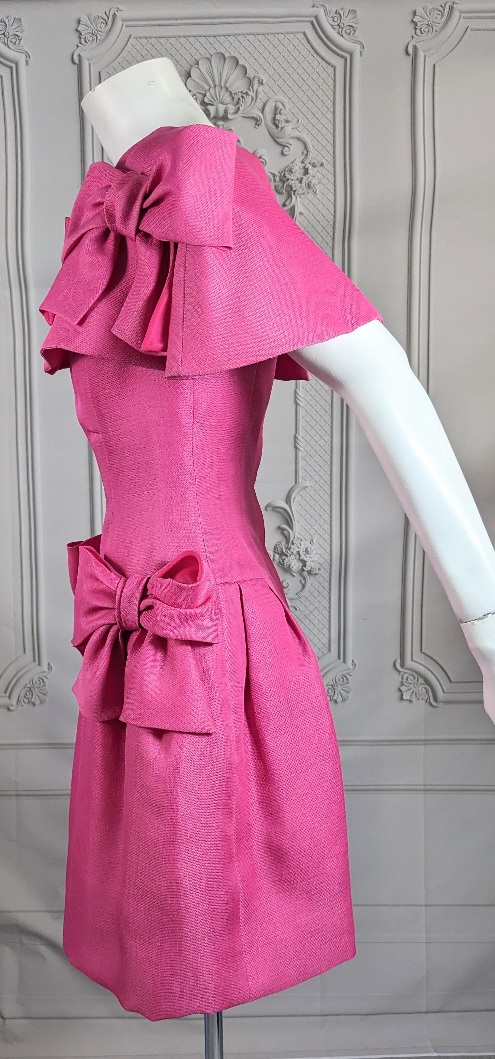 Women's Guy Laroche Pink Silk Gazar Pouf Dress For Sale
