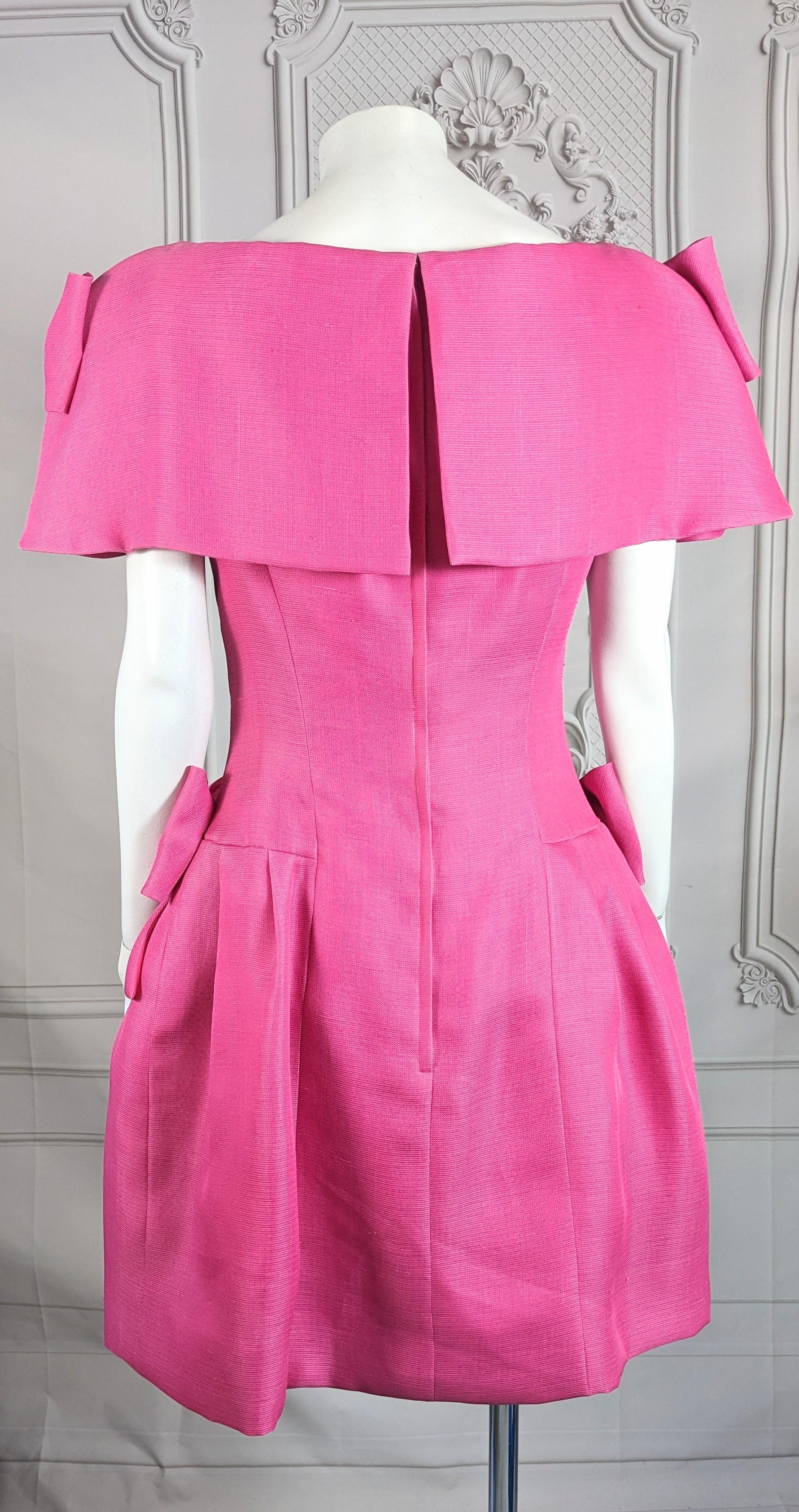 Guy Laroche Pink Silk Gazar Pouf Dress For Sale 1