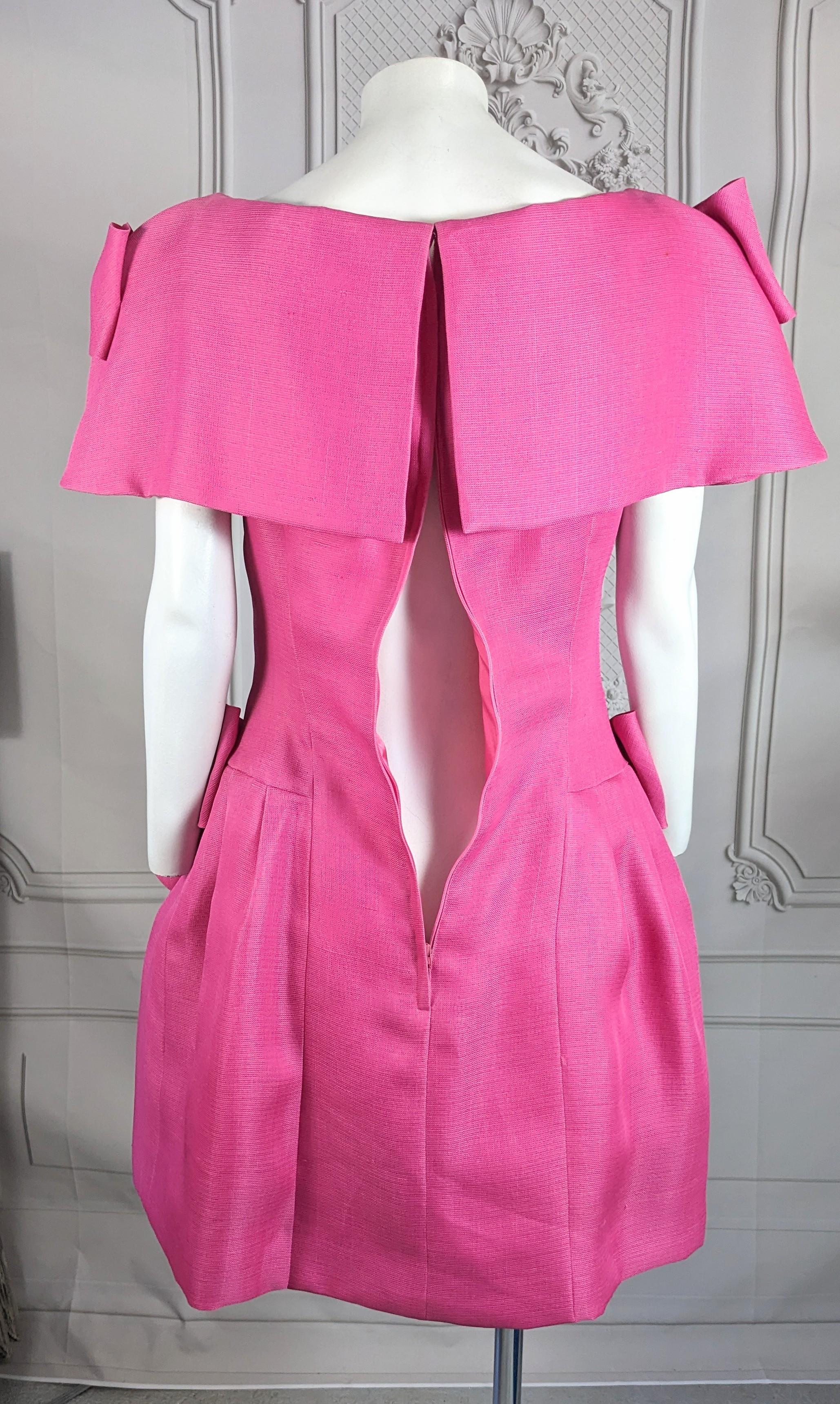 Guy Laroche Pink Silk Gazar Pouf Dress For Sale 2
