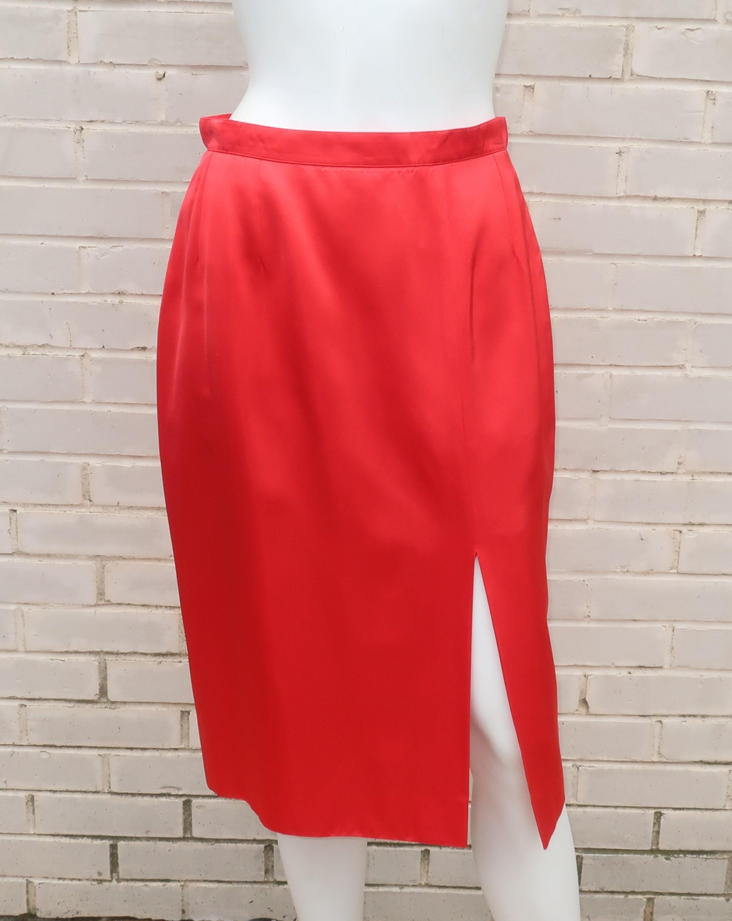 Guy Laroche Traje de noche de terciopelo morado y satén rojo, Años 80 4
