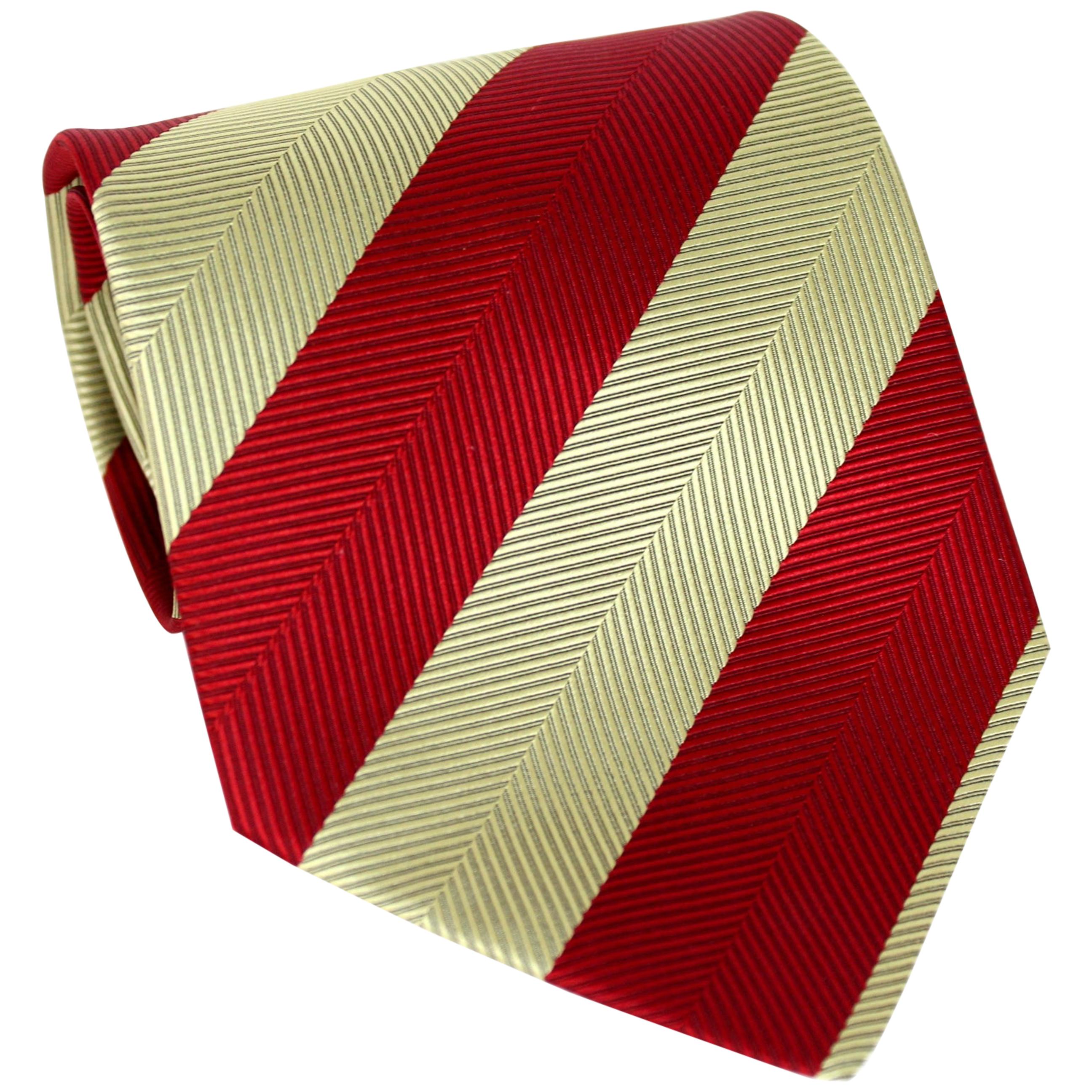 Guy Laroche Red Gold Silk Evening Regimental Tie 