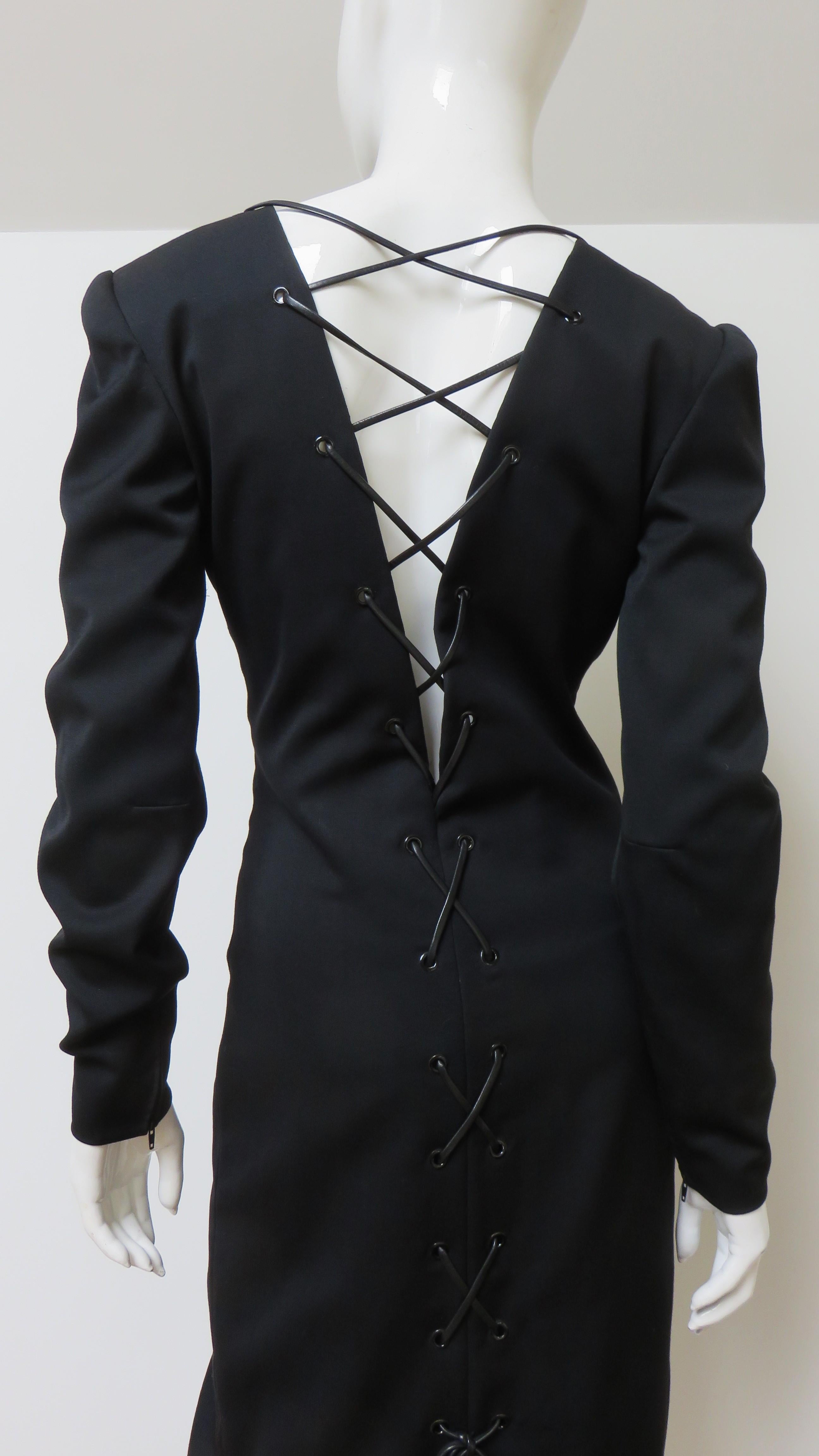 Guy Laroche Silk Lace up Back Dress 1990s For Sale 4