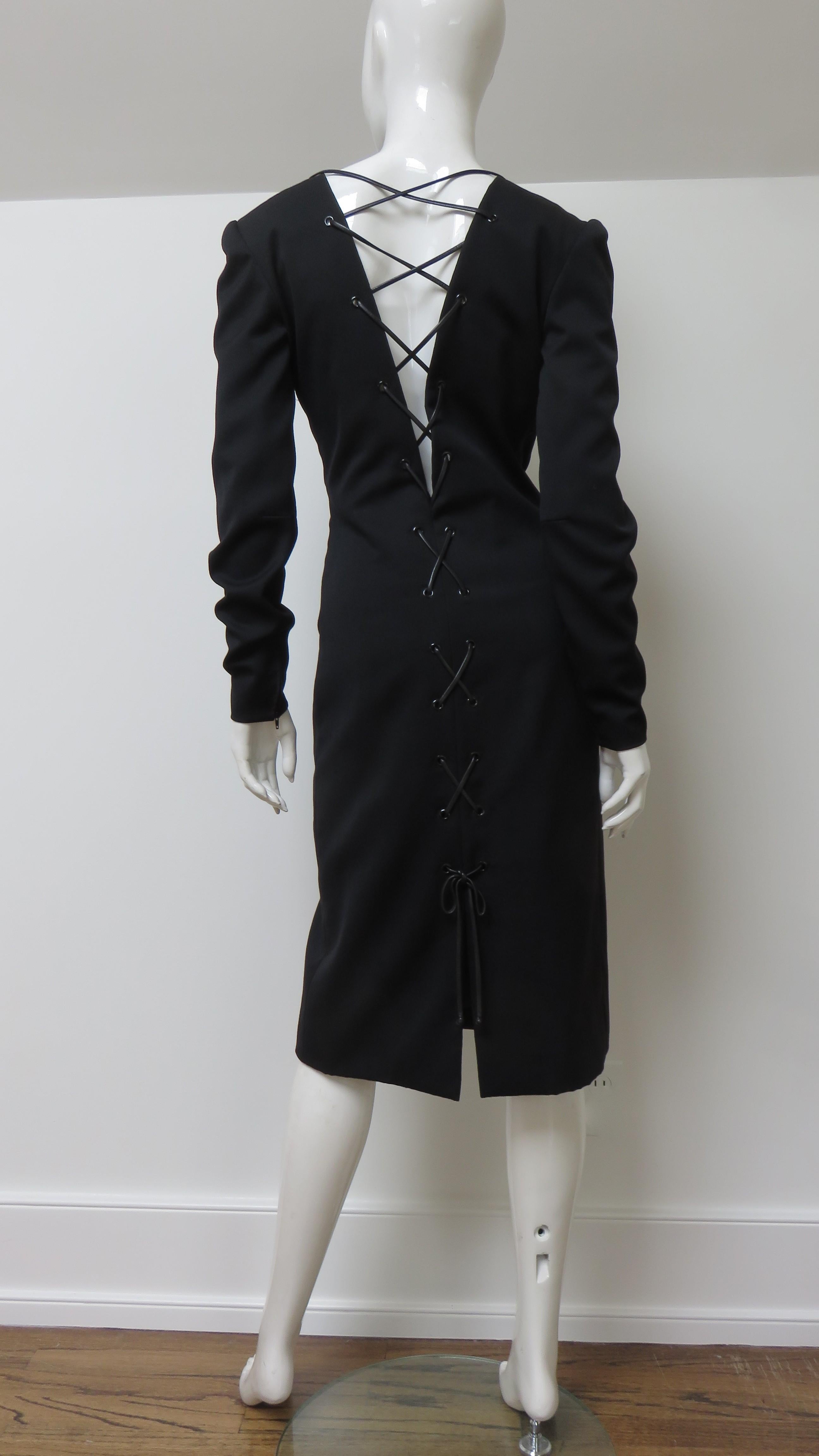 Guy Laroche Silk Lace up Back Dress 1990s For Sale 8