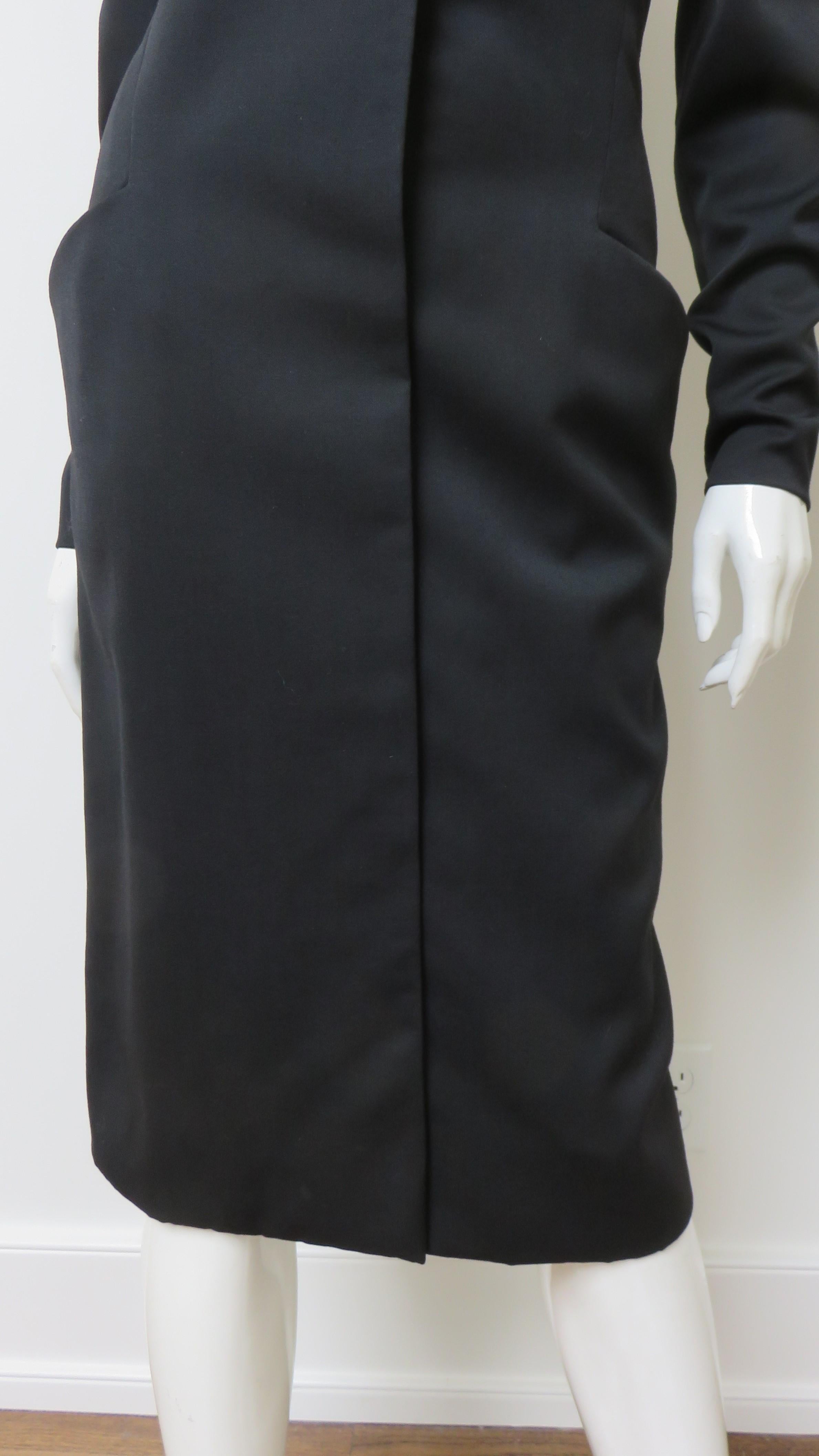 Black Guy Laroche Silk Lace up Back Dress 1990s For Sale