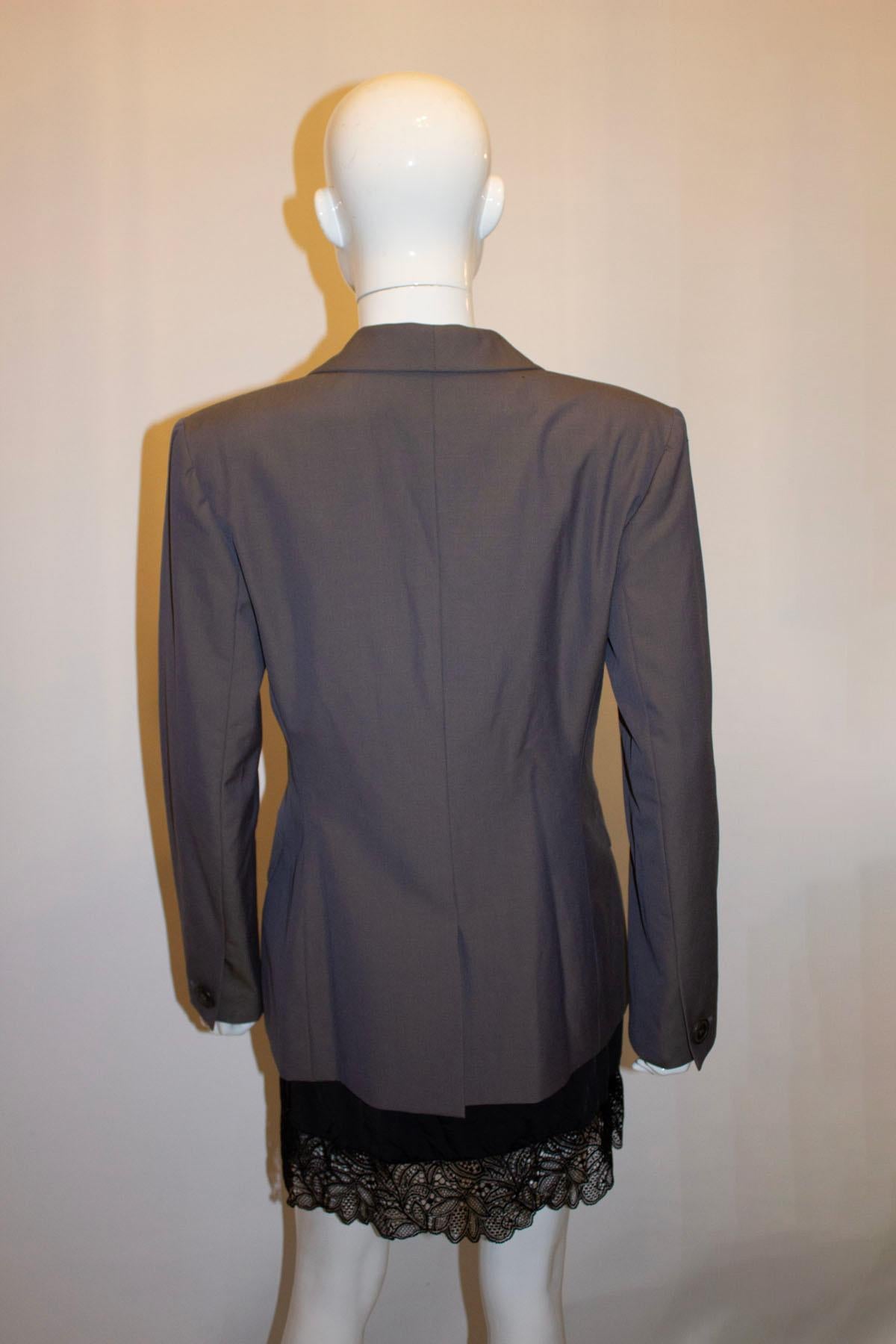 Black Guy Laroche Soft Grey Wool Blazer with interesting collar. For Sale