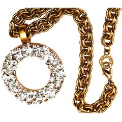 Guy Laroche  Spectacular 1980s Gold and Crystal Necklace