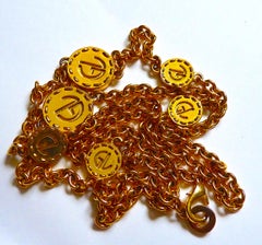 GUY LAROCHE Very Long Chain Necklace with Logo Medallions, Vintage 1990s