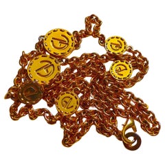 GUY LAROCHE Collier très long avec médaillons à logo, vintage, années 1990
