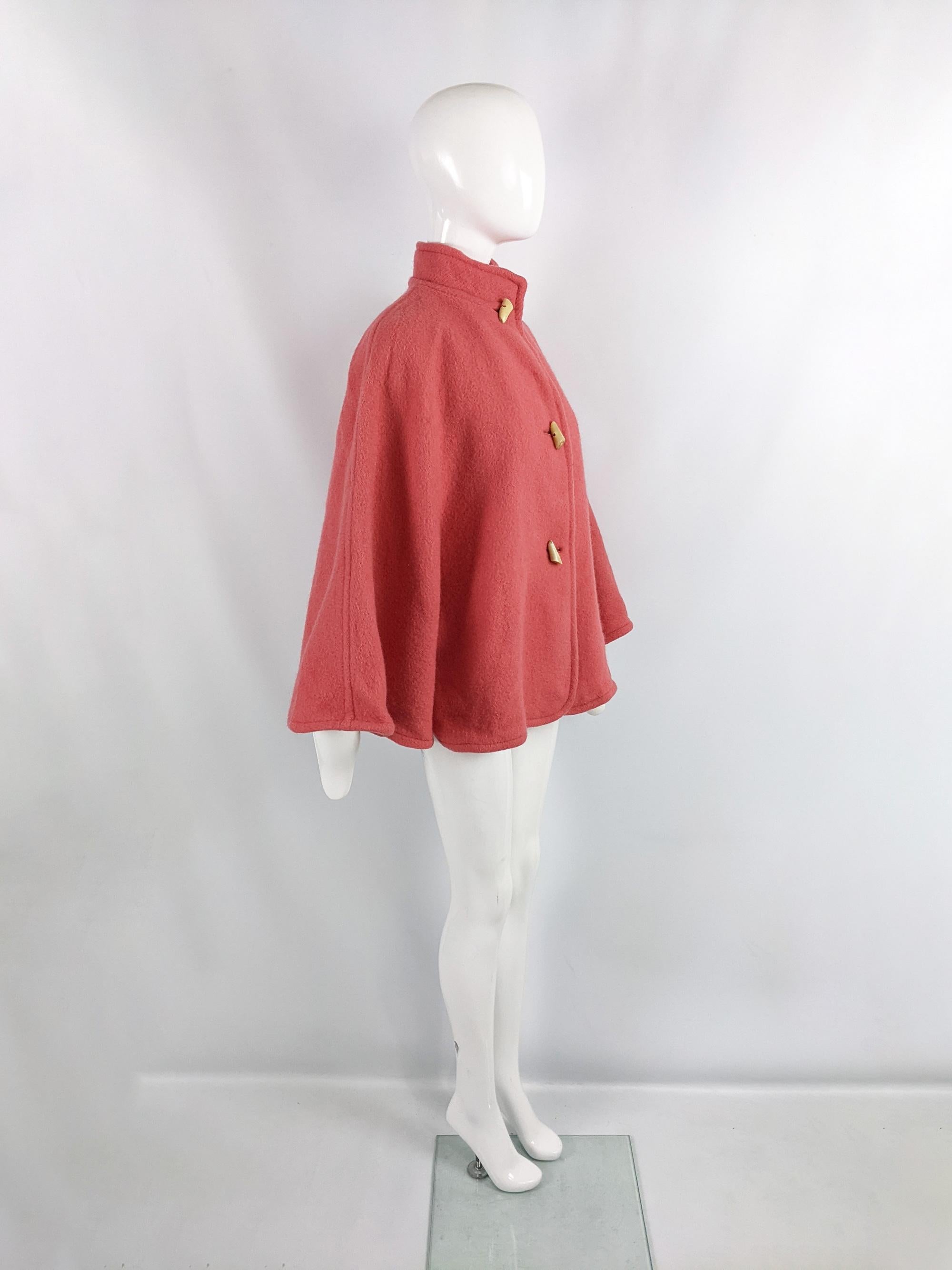 Guy Laroche Vintage 80s Kimono Sleeve Pink Wool and Mohair Cape Coat ...