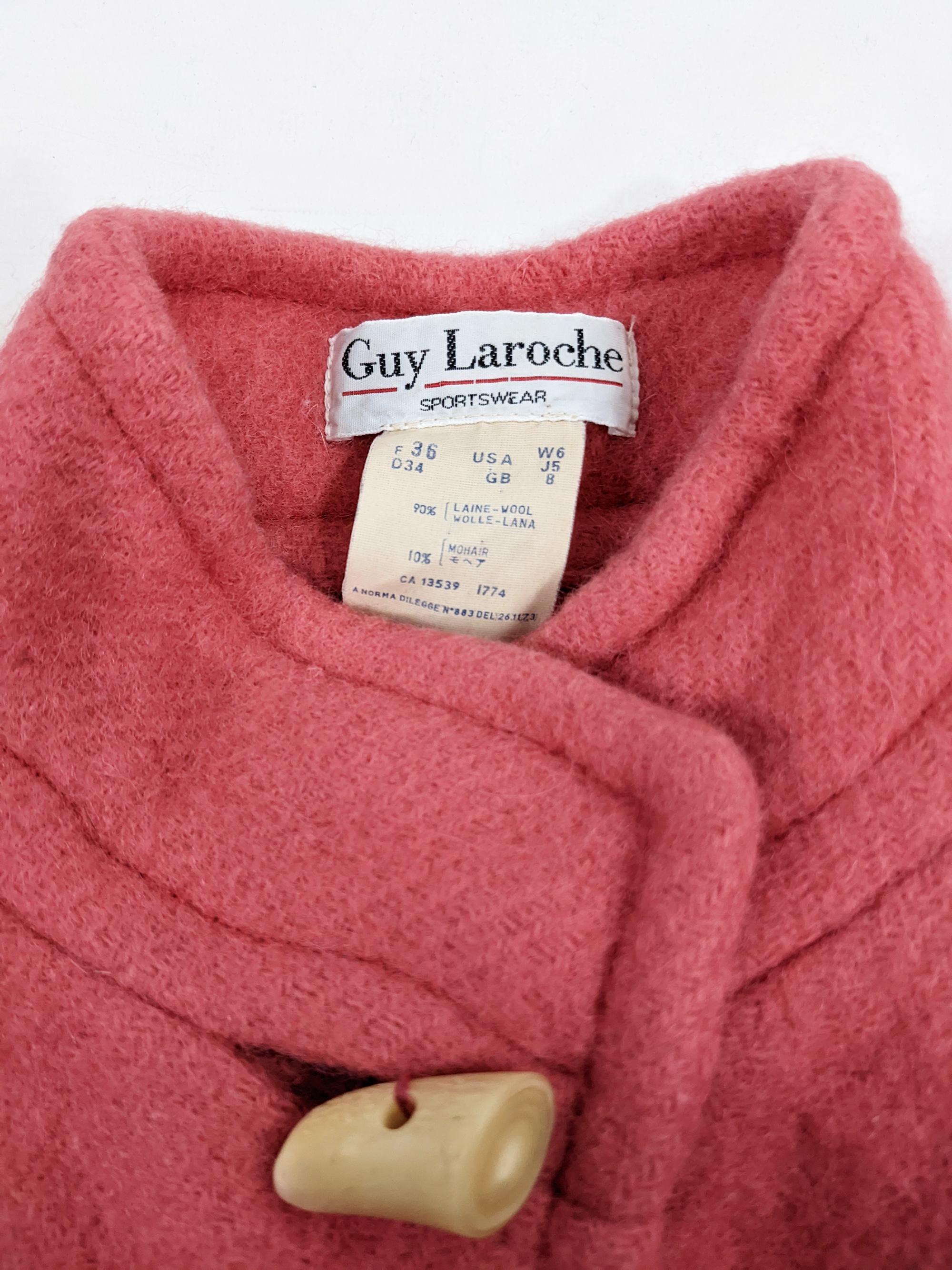 Guy Laroche Vintage 80s Kimono Sleeve Pink Wool & Mohair Cape Coat, 1980s 2