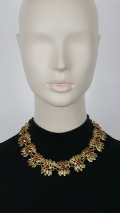 GUY LAROCHE Collier à maillons vintage avec œil et plumes