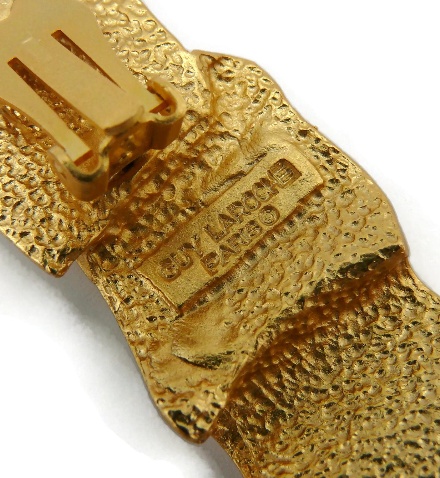 GUY LAROCHE Vintage Gold Tone Ribbon Clip-On Earrings For Sale 4