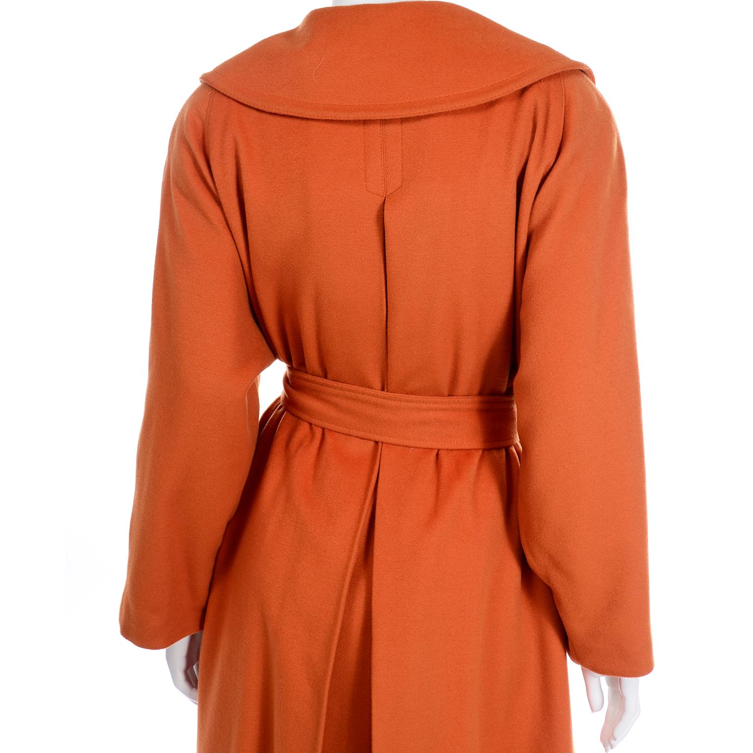 Women's Guy Laroche Vintage Orange Cashmere Blend Double Breasted Trench Coat With Belt For Sale