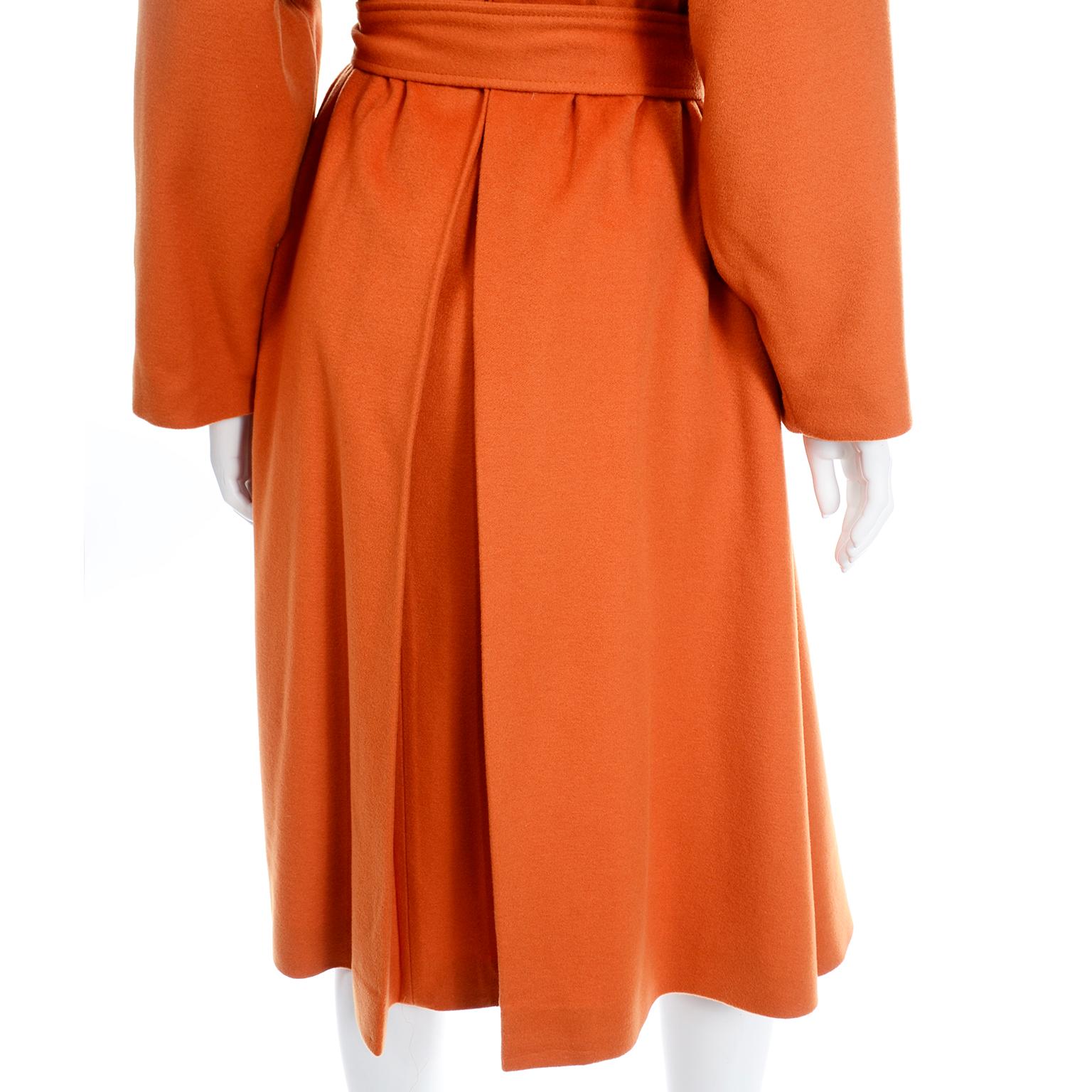 Guy Laroche Vintage Orange Cashmere Blend Double Breasted Trench Coat With Belt For Sale 1