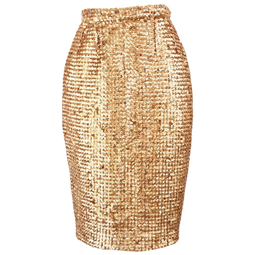 Guy Laroche Vintage Rose Gold Sequin Evening Party Skirt, 1980s For Sale
