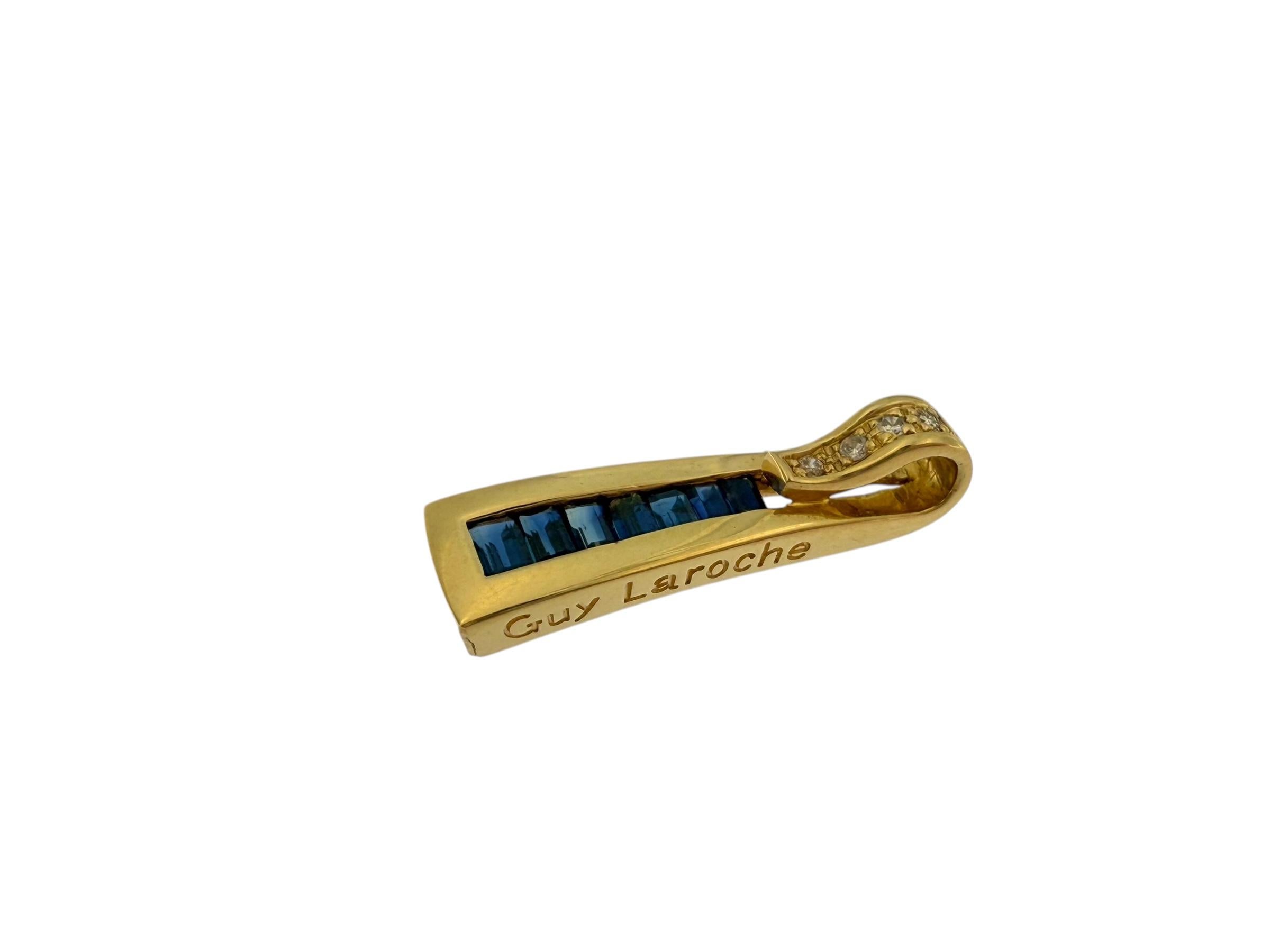 Femenino o masculino Guy Laroche Yellow Gold Pendant with Diamonds and Sapphires en venta