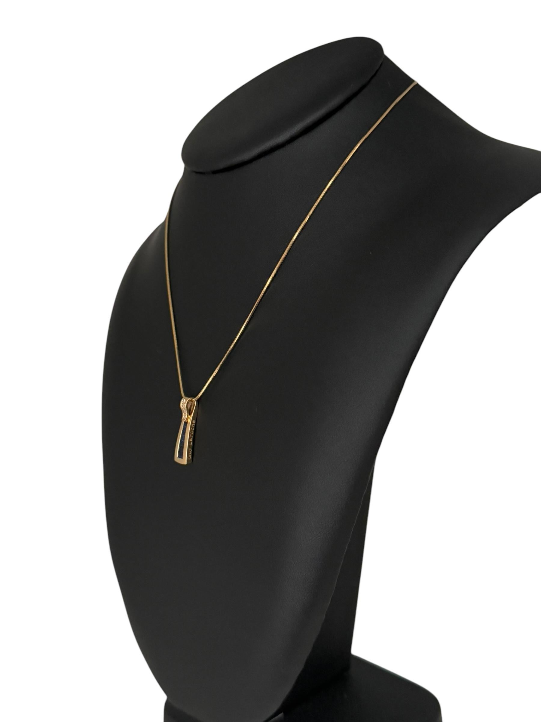 Guy Laroche Yellow Gold Pendant with Diamonds and Sapphires en venta 3