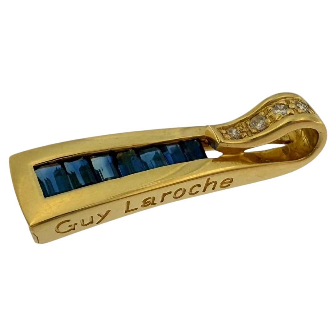 Guy Laroche Yellow Gold Pendant with Diamonds and Sapphires