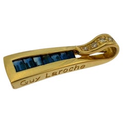 Guy Laroche Yellow Gold Pendant with Diamonds and Sapphires