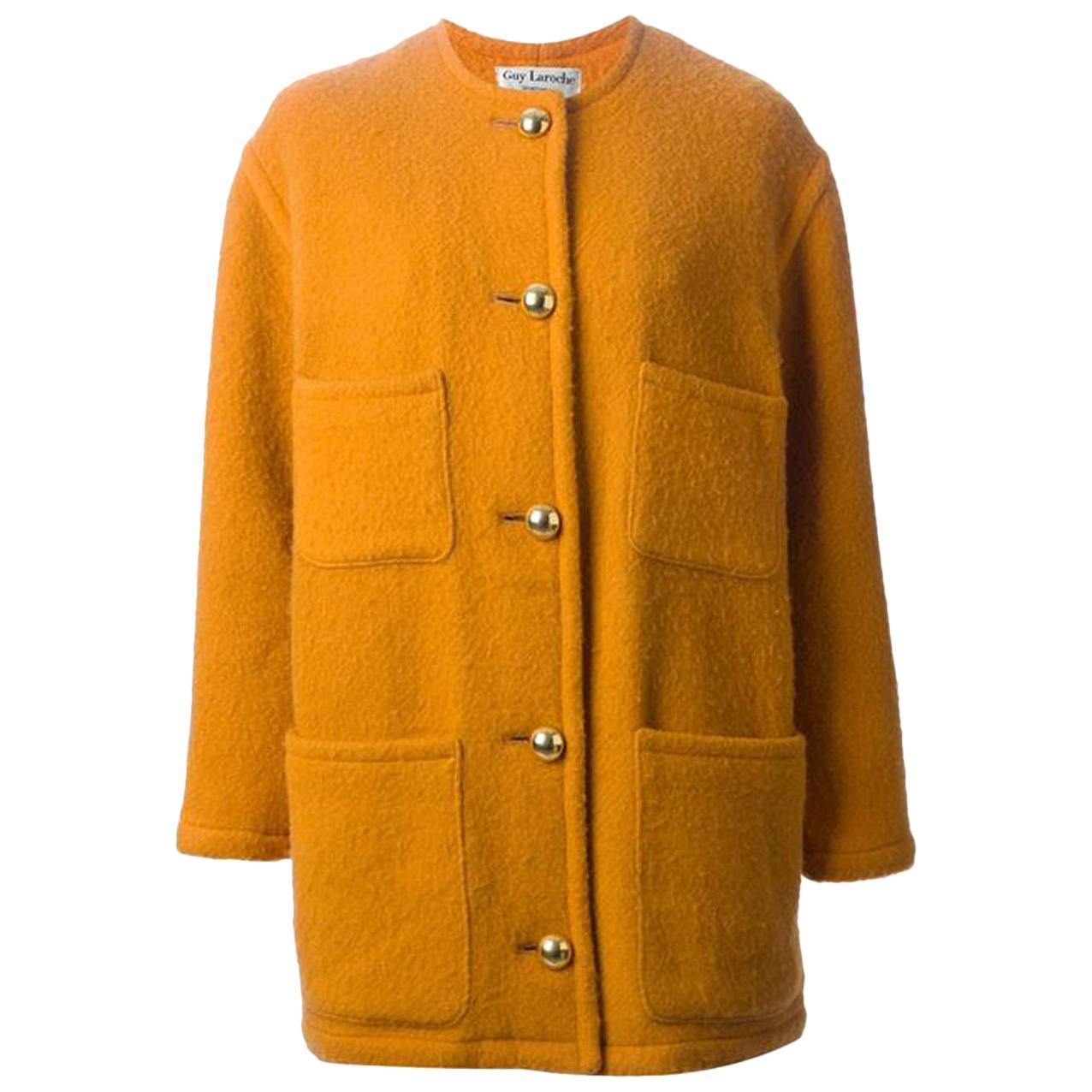 Guy Laroche Yellow Wool Coat For Sale