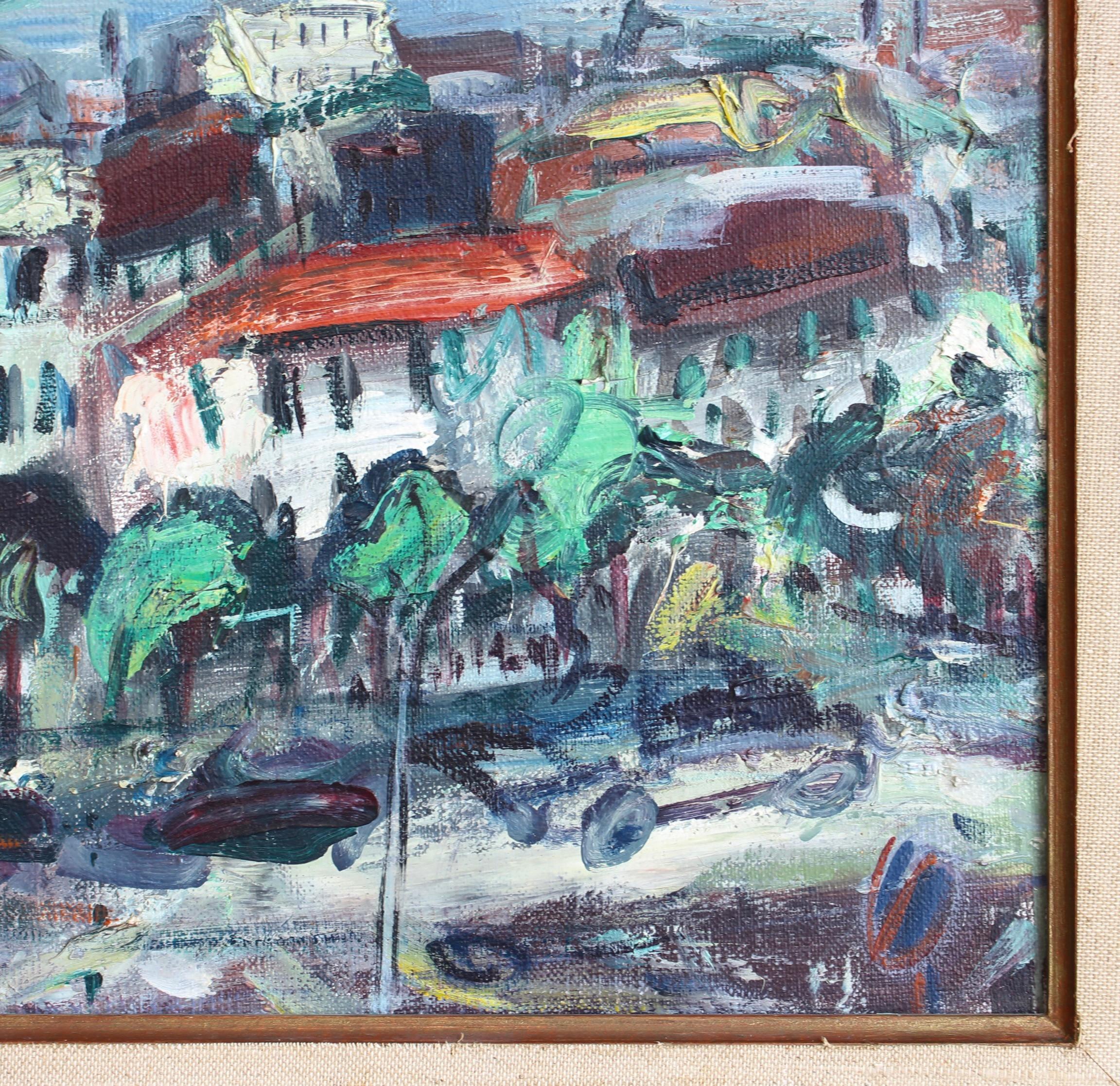 Vue sur la Ville au Toit Rouge / Blick über die Stadt der roten Dächer / View Over the City of Red Roofs im Angebot 10