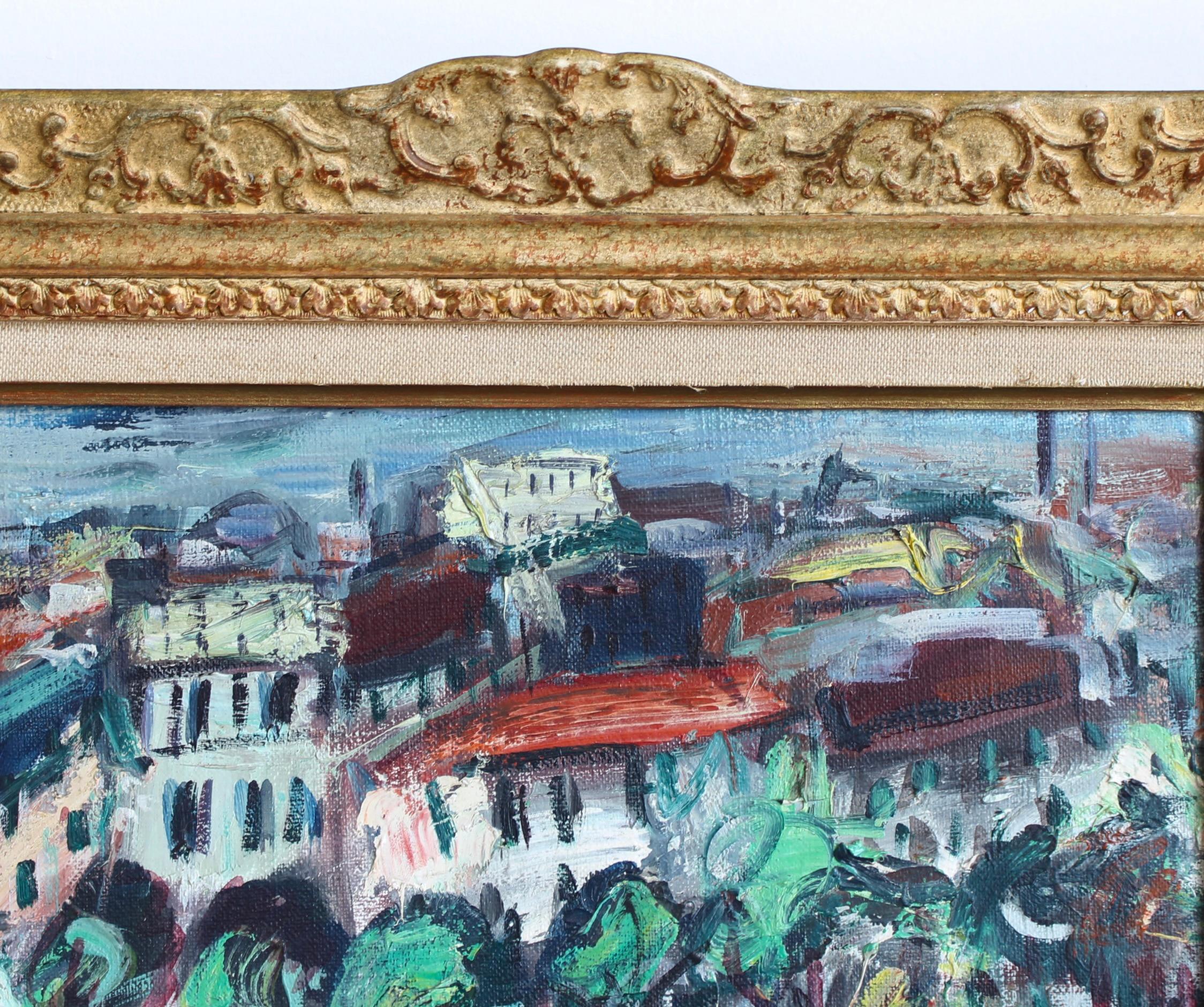 Vue sur la Ville au Toit Rouge / Blick über die Stadt der roten Dächer / View Over the City of Red Roofs im Angebot 5