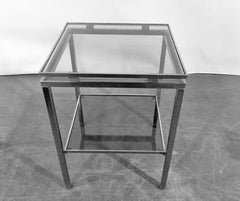 Guy Lefevre 3 Side Tables in Brushed Steel, Maison Jansen CIRCA 1970