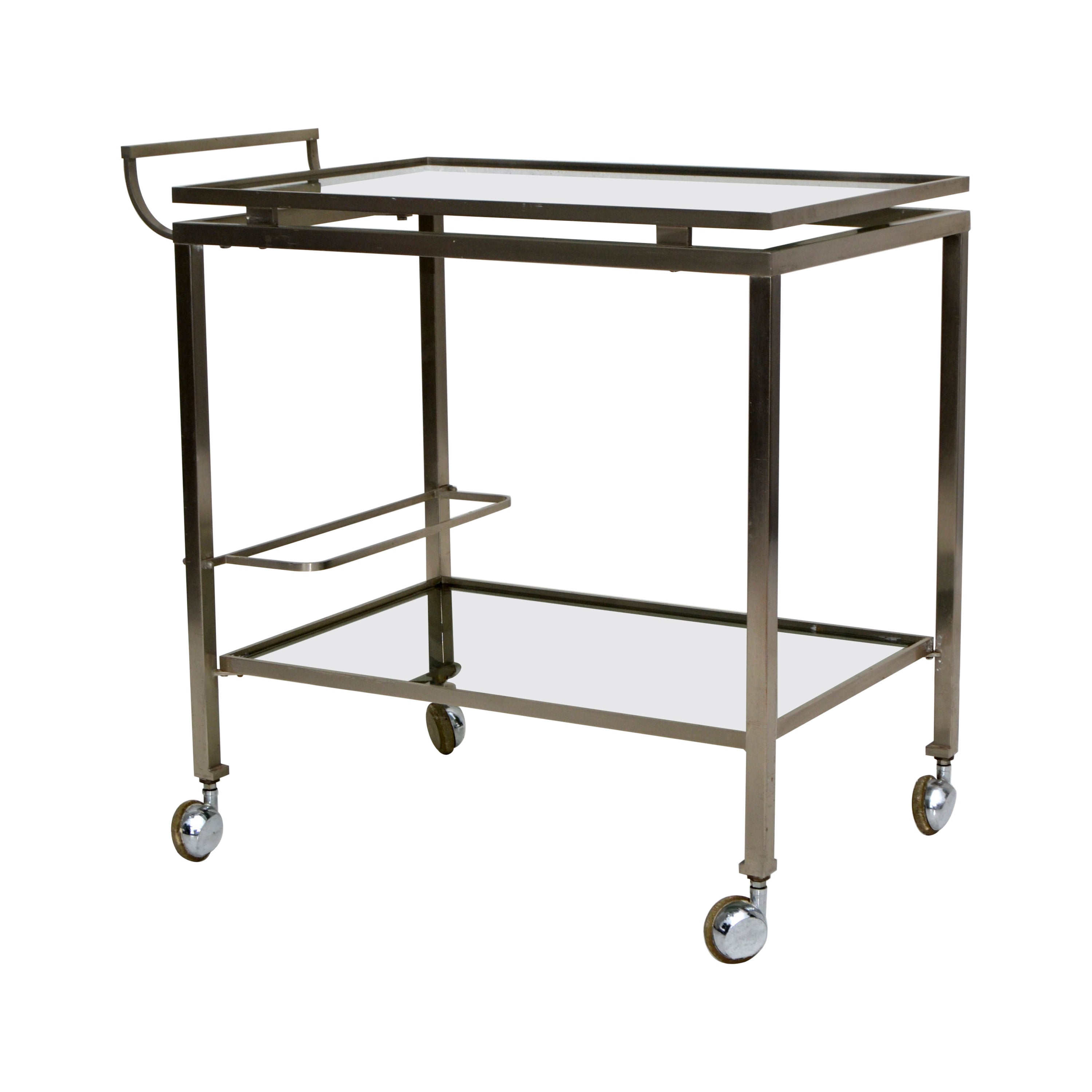 Guy Lefevre Bar Cart Chrome & Smoked Glass Maison Jansen Mid-Century Modern 1965