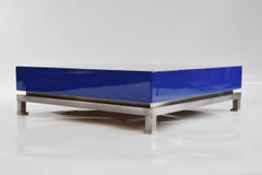 Guy Lefèvre Blue Lacquered Coffee Table for Maison Jansen, 1970s