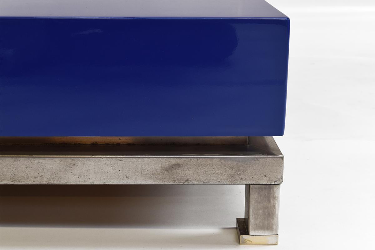 Guy Lefèvre Blue Lacquered Coffee Table for Maison Jansen, 1970s For Sale 1