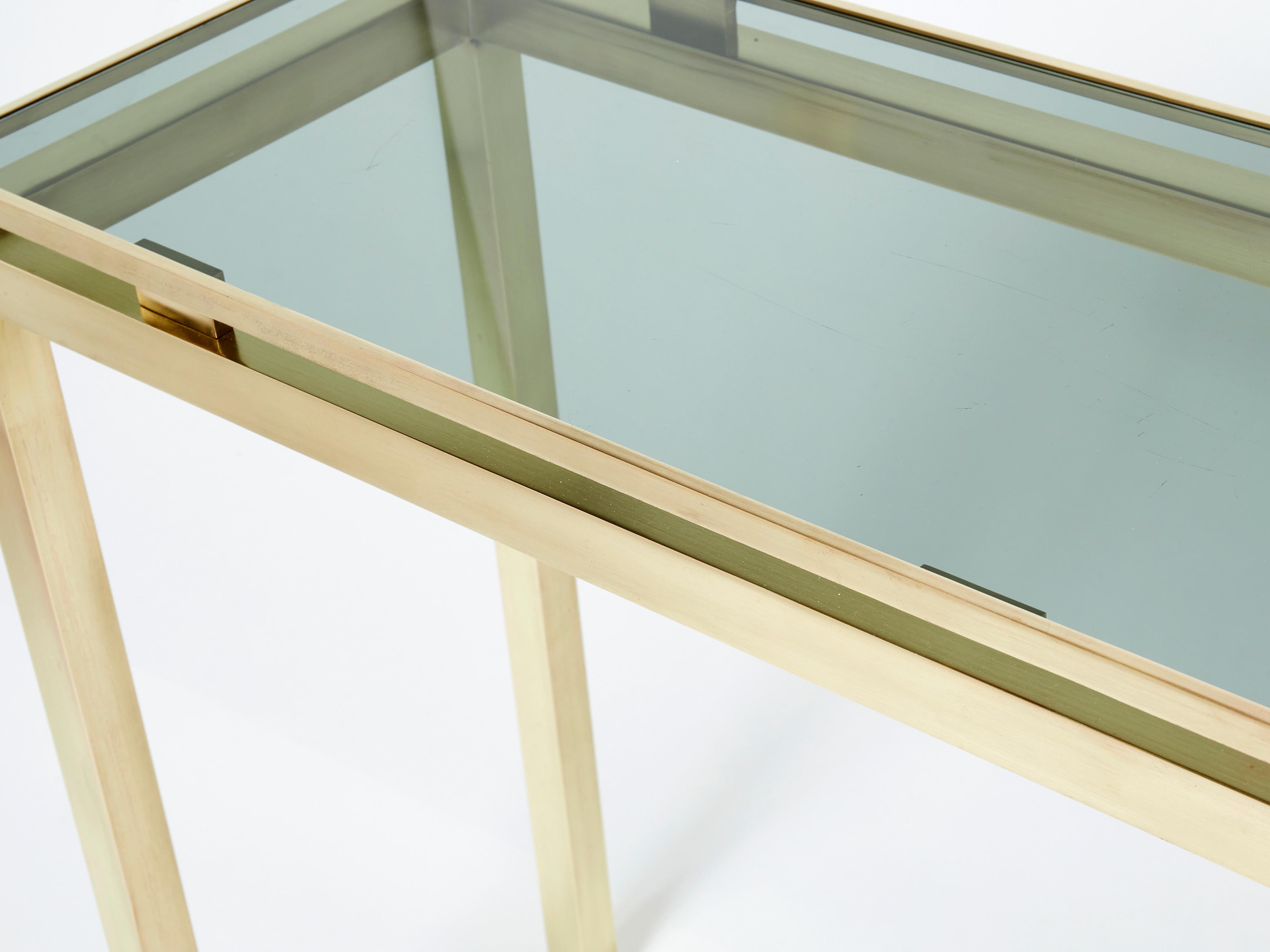 French Guy Lefevre Brass Console Table for Maison Jansen 1970s
