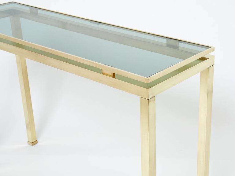 Guy Lefevre Brass Console Table for Maison Jansen 1970s In Good Condition For Sale In Paris, FR